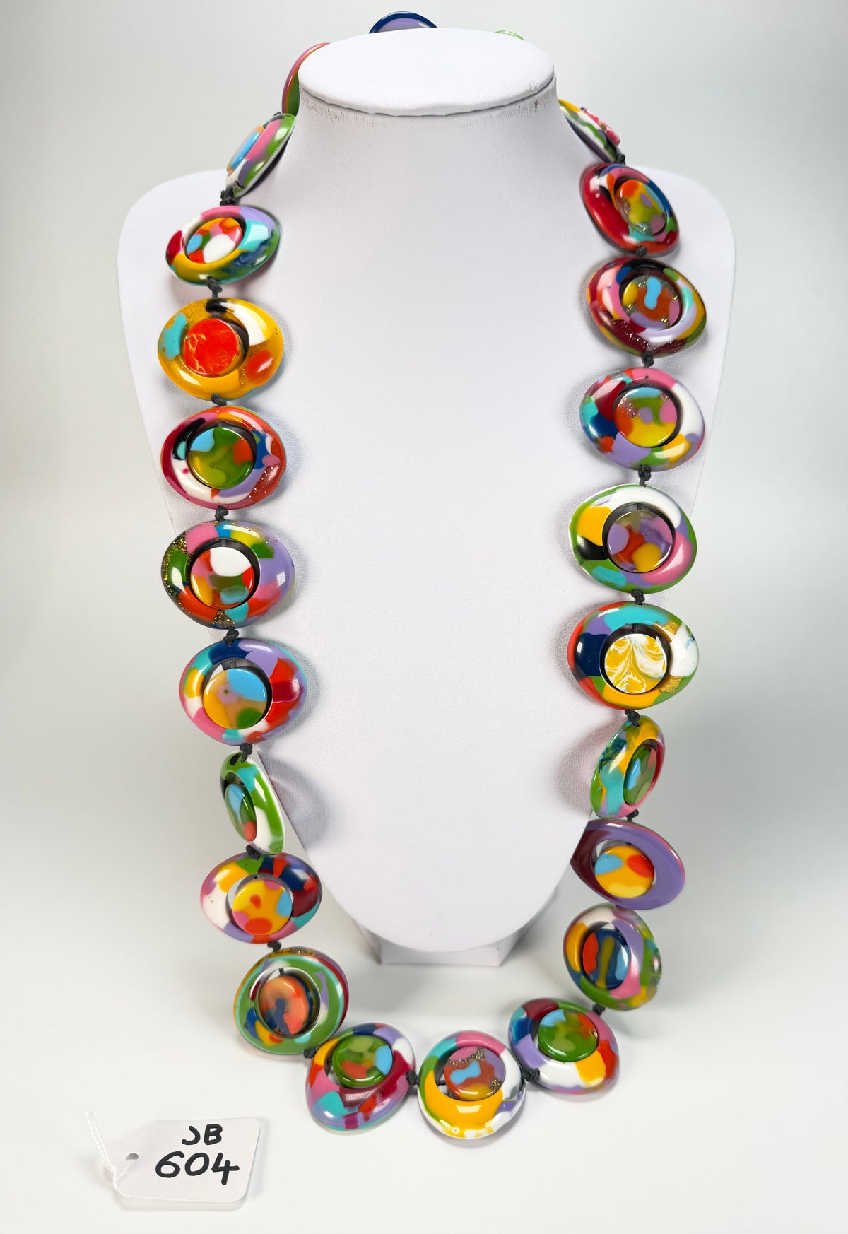 Jackie Brazil "Saturn" Kandinsky Disc & Cylinder Long 110cm Necklace ( N0067 )