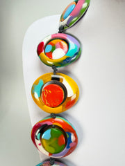 Jackie Brazil "Saturn" Kandinsky Disc & Cylinder Long 110cm Necklace ( N0067 )