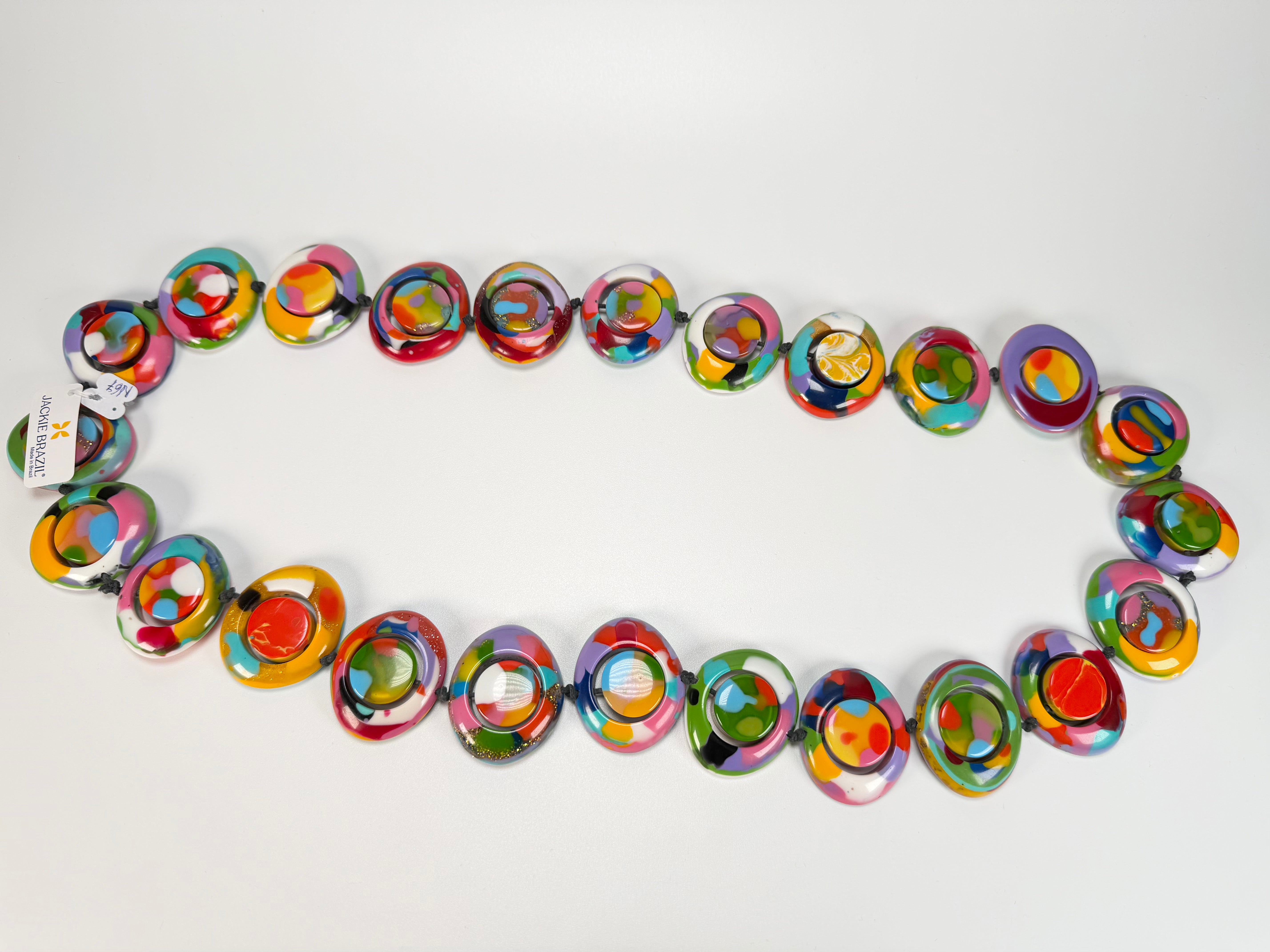 Jackie Brazil "Saturn" Kandinsky Disc & Cylinder Long 110cm Necklace ( N0067 )