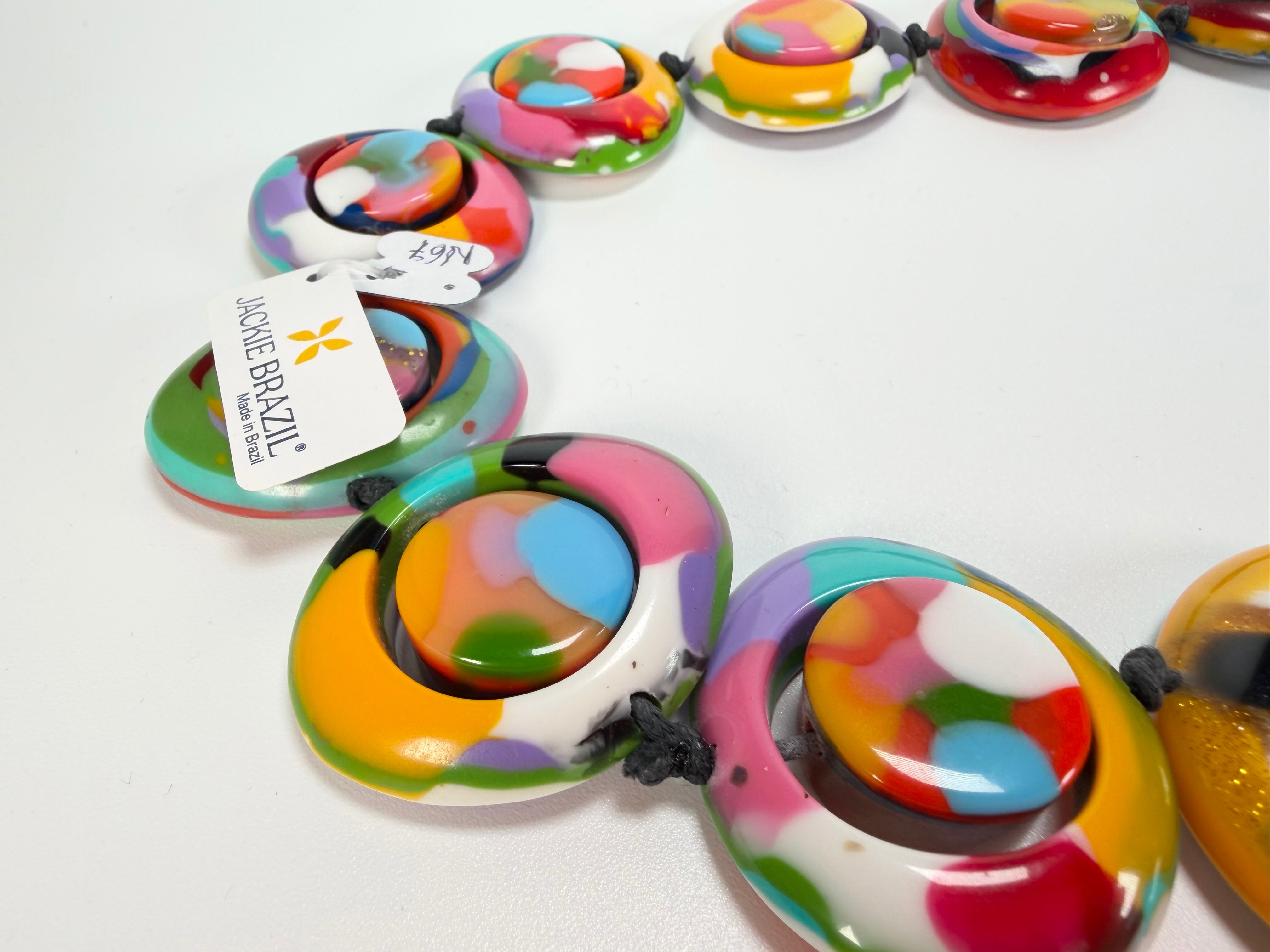 Jackie Brazil "Saturn" Kandinsky Disc & Cylinder Long 110cm Necklace ( N0067 )