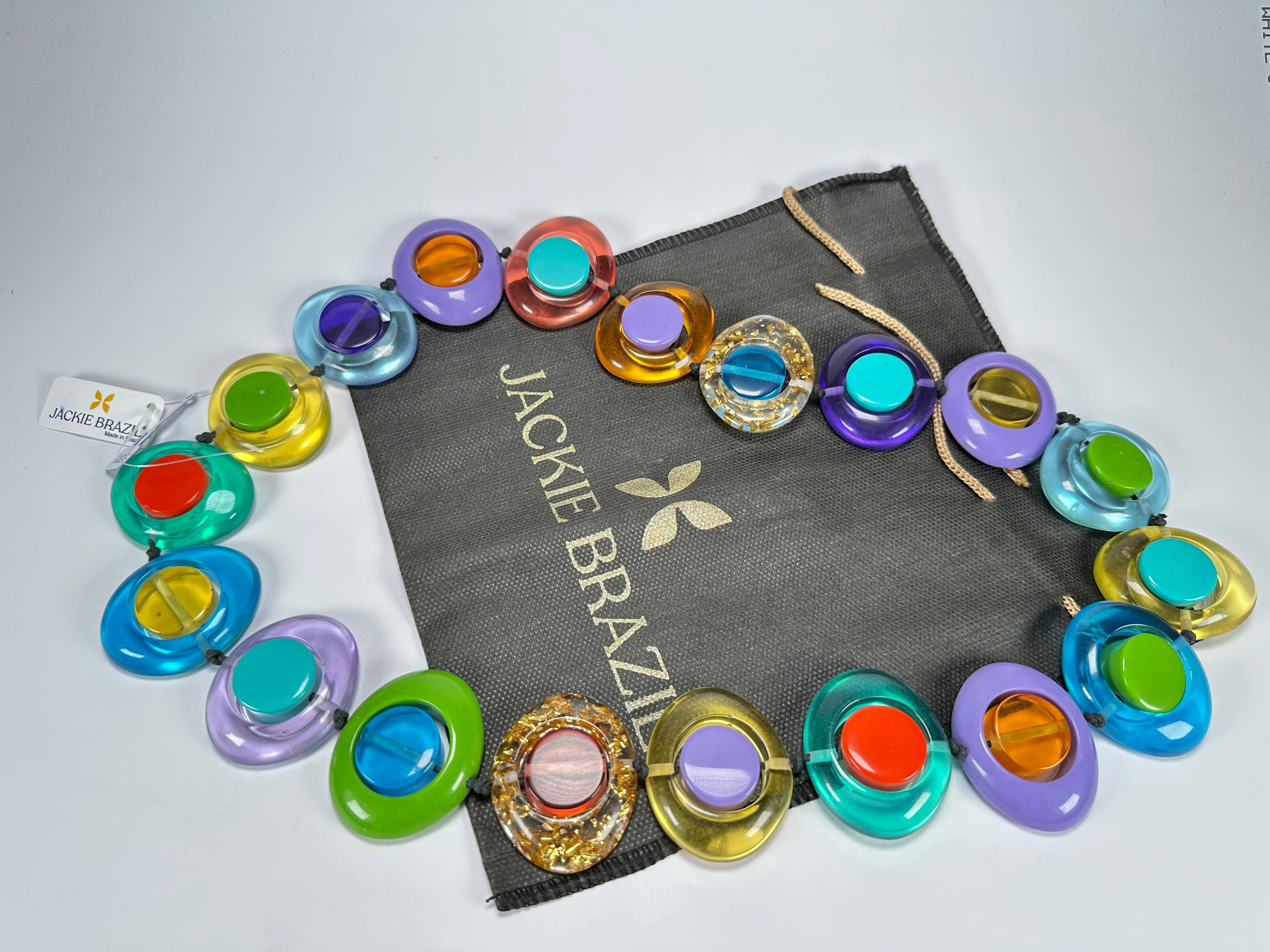 Jackie Brazil "Saturn" Transparent Paris Mix Disk and Cylinder Long 75cm Necklace ( N0065 )