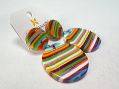 Jackie Brazil "Duo Stud" Liquorice Mix Colours Disk On Pin Resin Earrings ( E0520 )