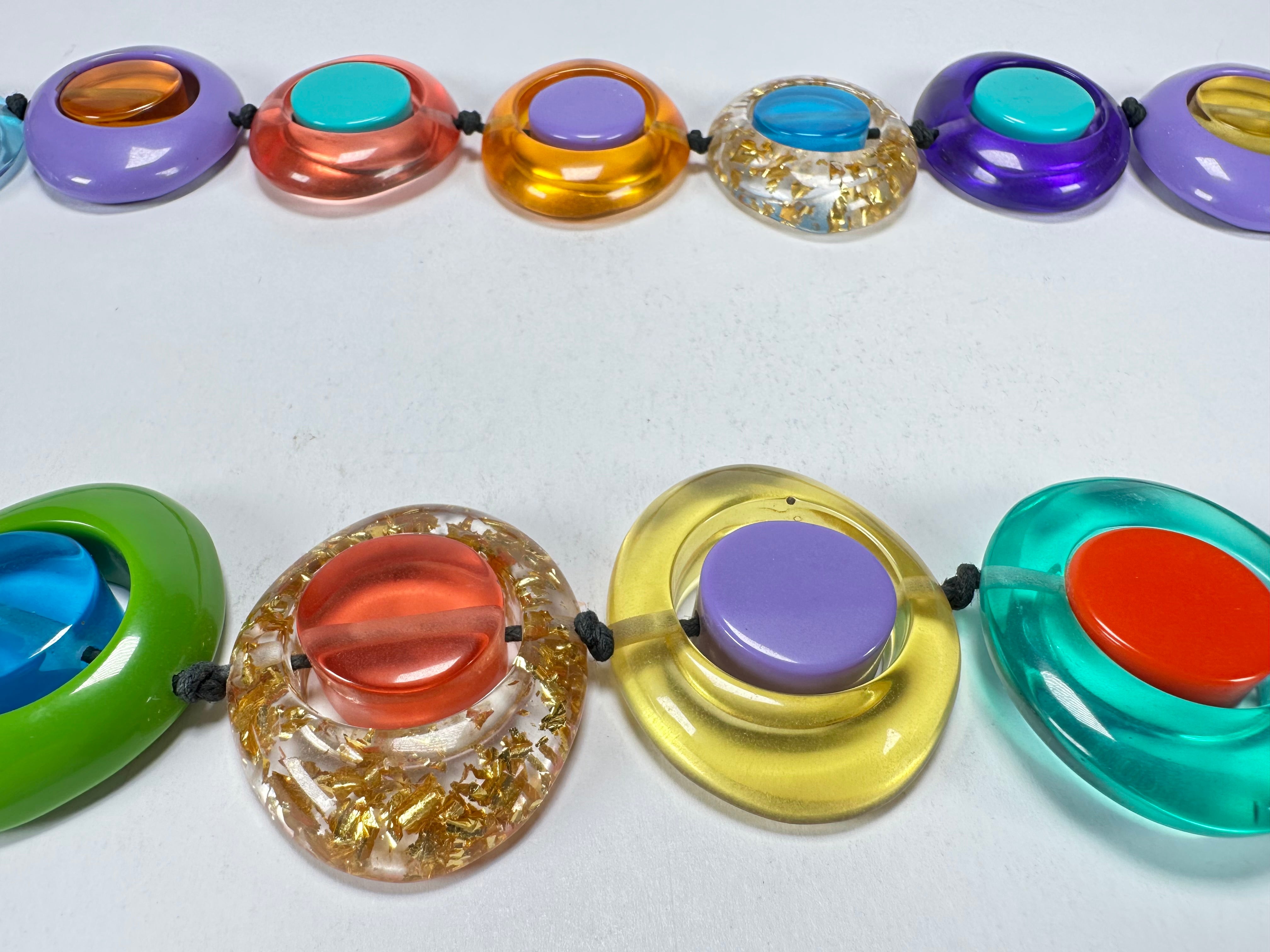 Jackie Brazil "Saturn" Transparent Paris Mix Disk and Cylinder Long 75cm Necklace ( N0065 )