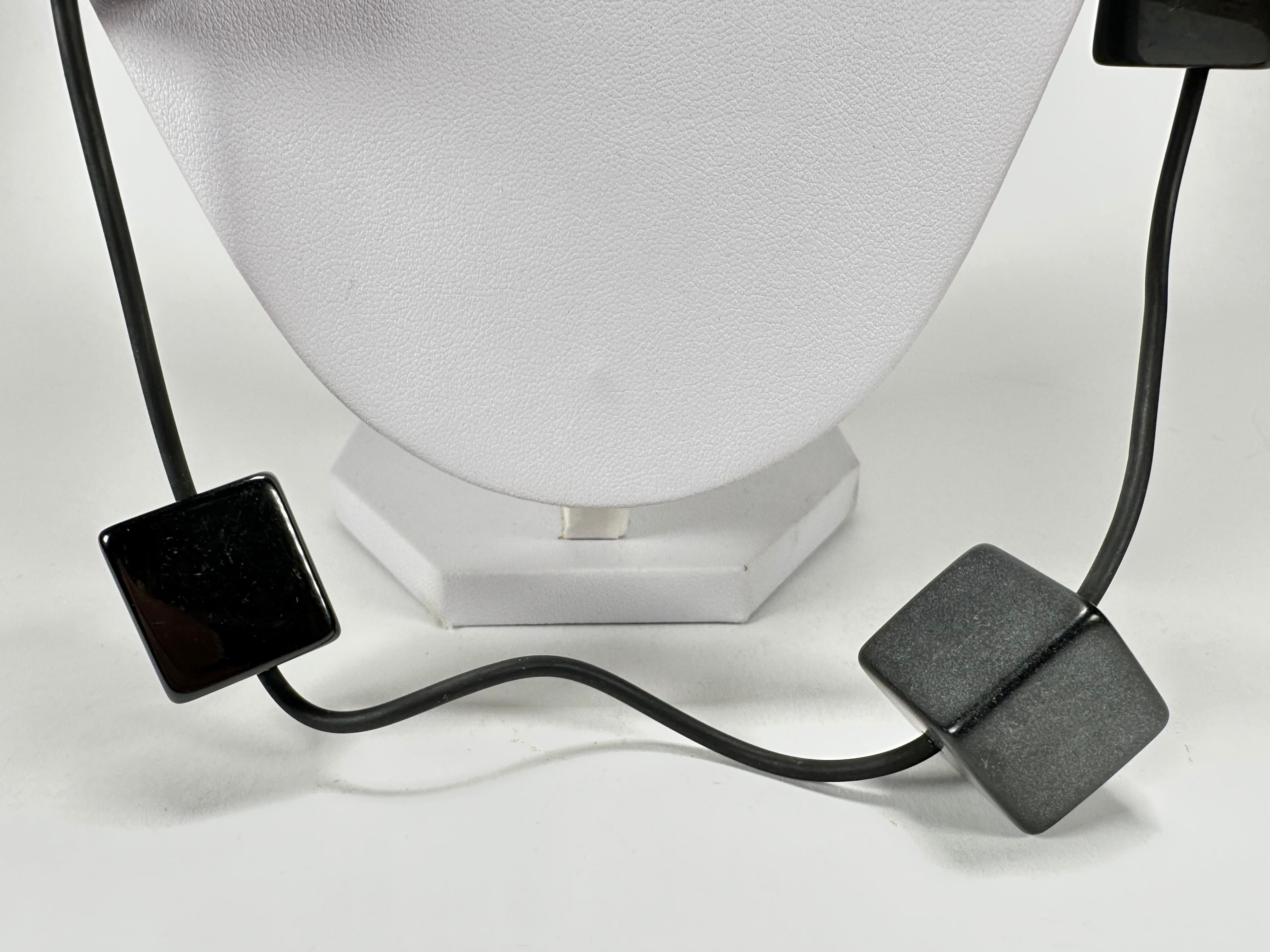 Jackie Brazil "Titan" Black Large Squares On Rubber Resin Necklace ( N2574 )