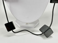 Jackie Brazil "Titan" Black Large Squares On Rubber Resin Necklace ( N2574 )