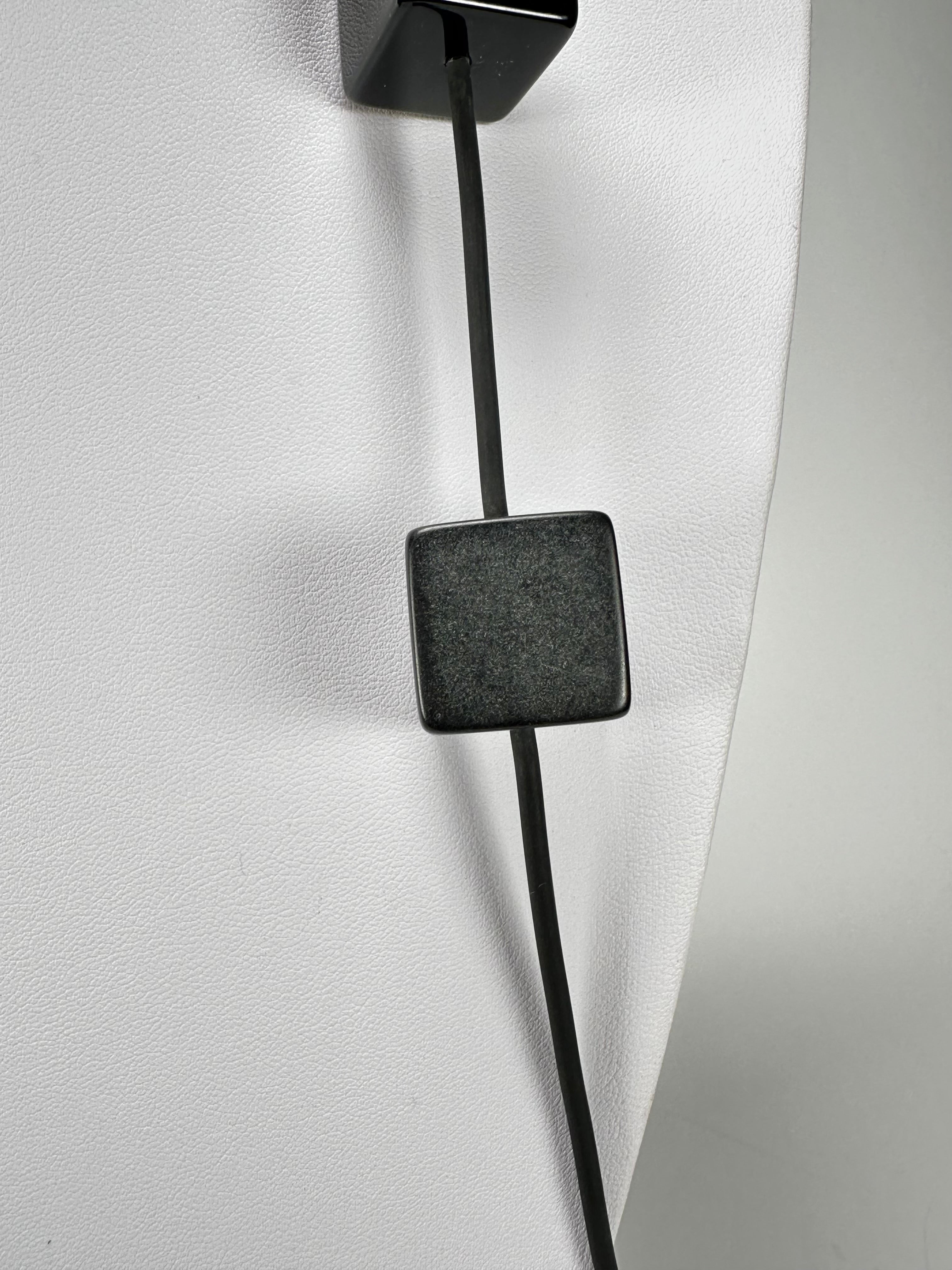 Jackie Brazil "Titan" Black Large Squares On Rubber Resin Necklace ( N2574 )