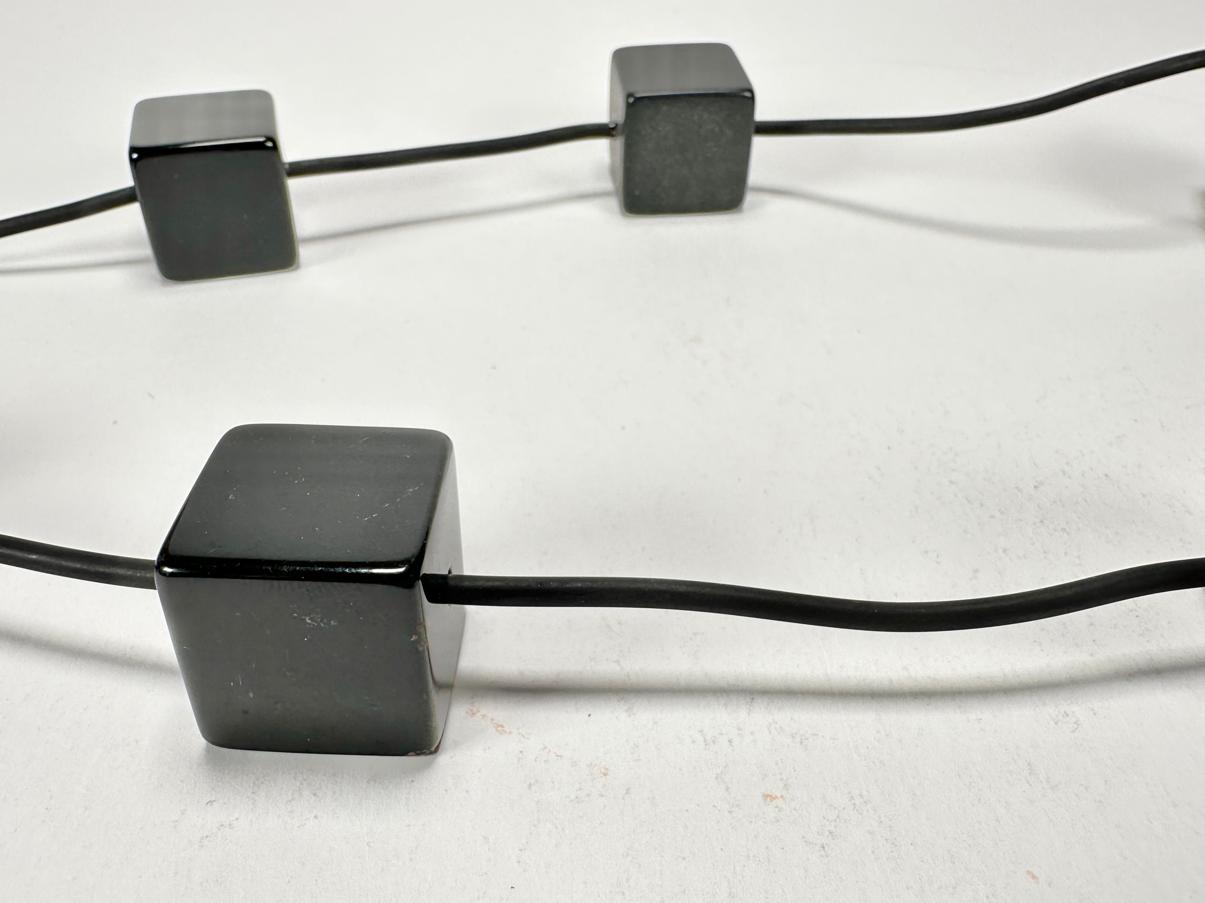 Jackie Brazil "Titan" Black Large Squares On Rubber Resin Necklace ( N2574 )