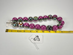 Jackie Brazil "Darning" Purple Swirls Balls With Cat Eyes Choker Resin Necklace ( N3200 )