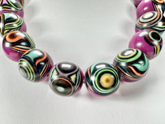 Jackie Brazil "Darning" Purple Swirls Balls With Cat Eyes Choker Resin Necklace ( N3200 )