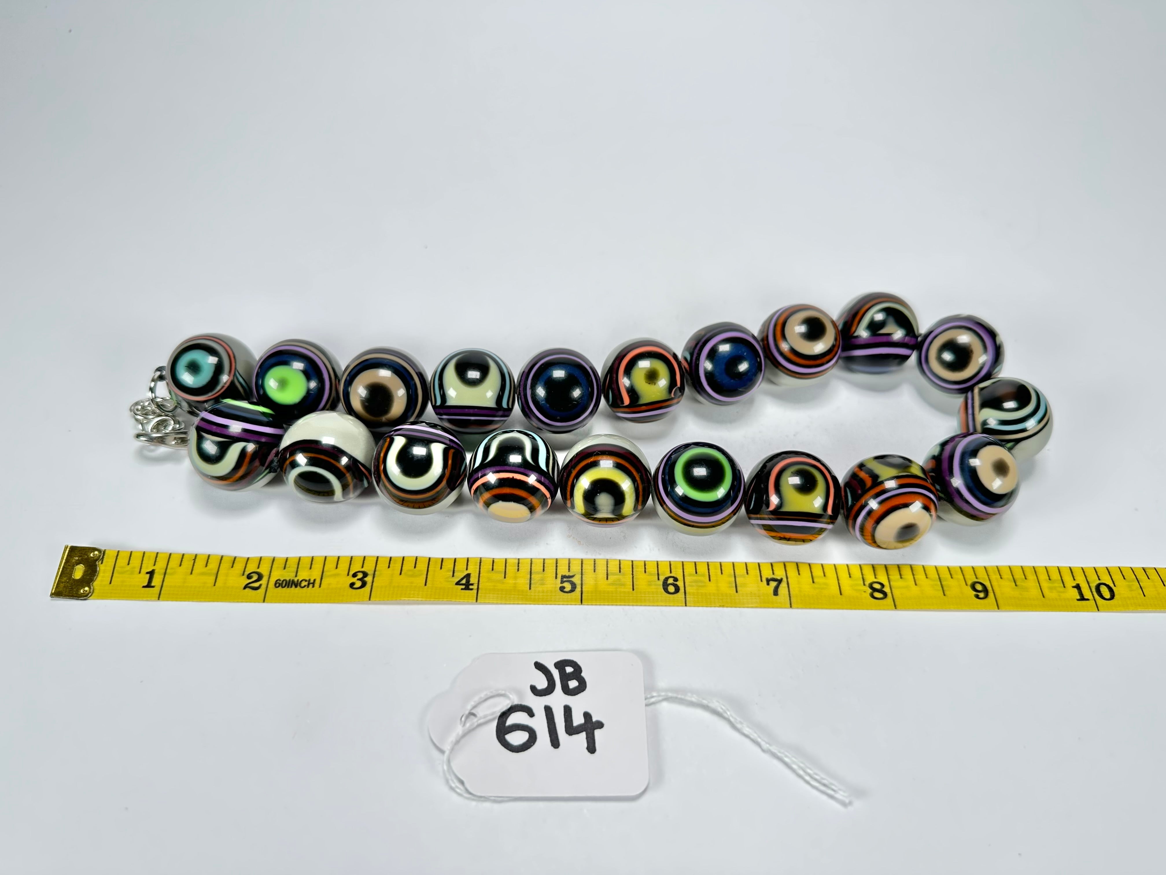 Jackie Brazil "Darning" Grey Swirls Balls With Cat Eyes Choker Resin Necklace ( N3200 )