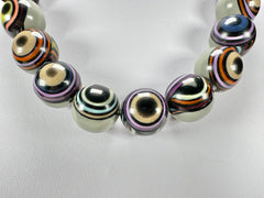 Jackie Brazil "Darning" Grey Swirls Balls With Cat Eyes Choker Resin Necklace ( N3200 )