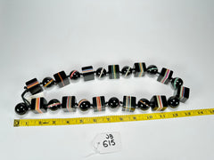 Jackie Brazil "Bar Code" Black & Mix Liquorice Squares & Balls 75cm Resin Necklace ( N2322 )