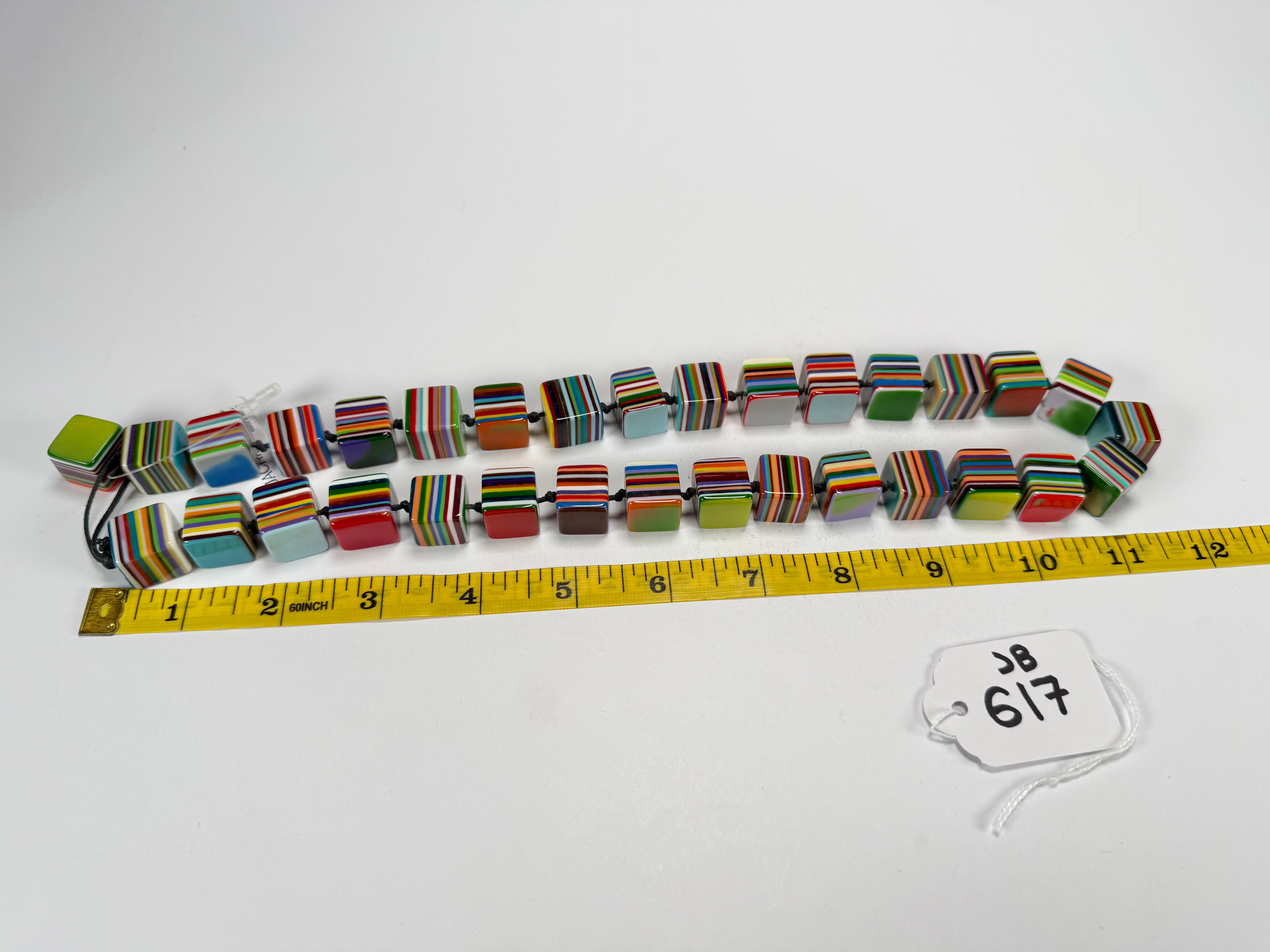 Jackie Brazil "POP" Liquorice Mix Colours Small Cubes 65cm Necklace ( N0046 )