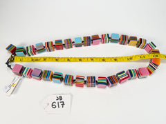 Jackie Brazil "POP" Liquorice Mix Colours Small Cubes 65cm Necklace ( N0046 )