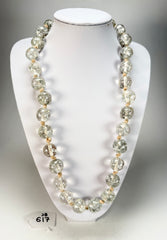 Jackie Brazil "Lola" Silver Flakes Medium Spheres 70cm Resin Necklace ( N2695 )