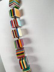 Jackie Brazil "POP" Liquorice Mix Colours Small Cubes 65cm Necklace ( N0046 )