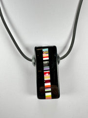 Jackie Brazil "Bar Code" Small Liquorice Pendant On Cord Resin Necklace ( N2214 )