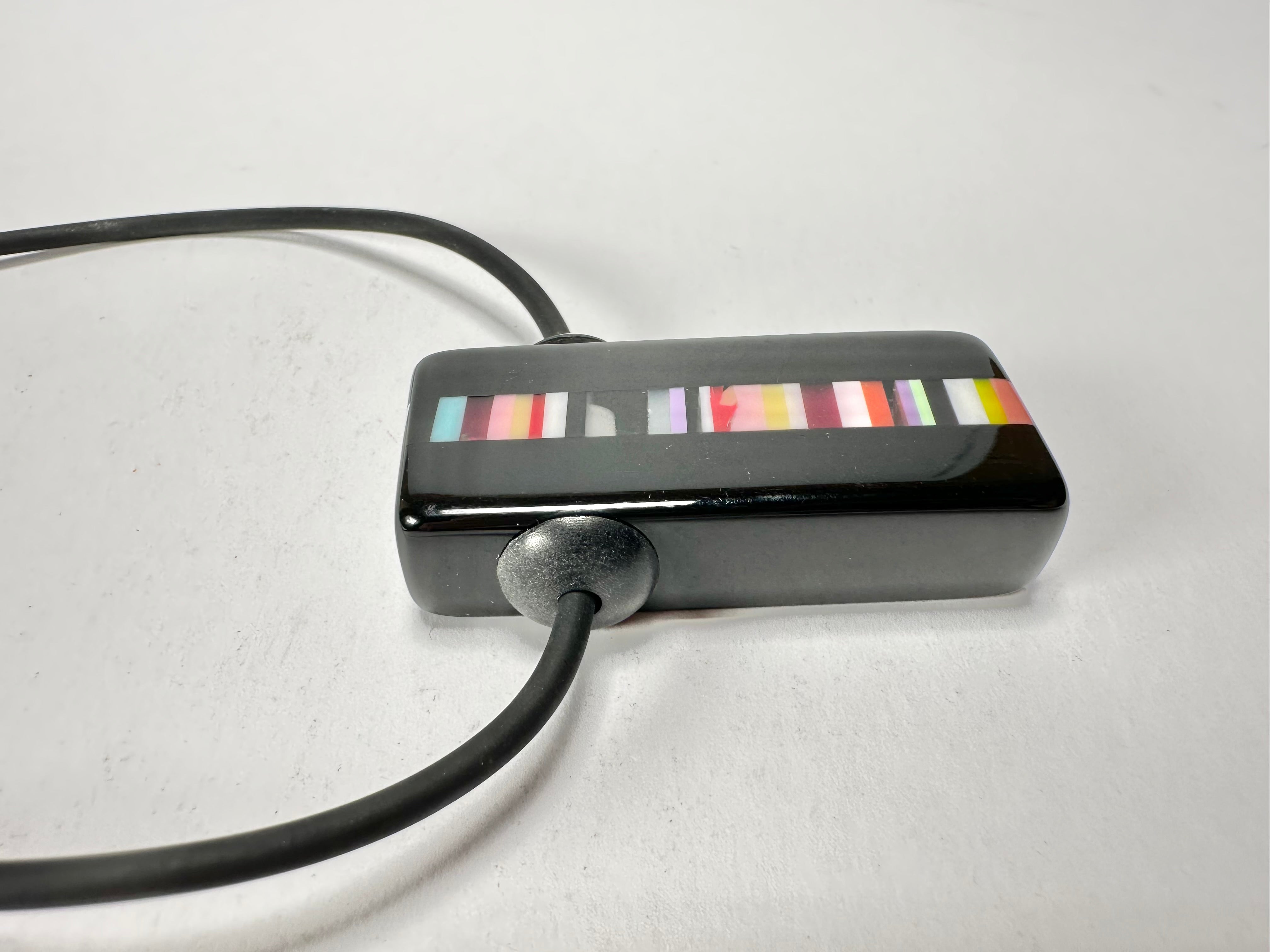 Jackie Brazil "Bar Code" Small Liquorice Pendant On Cord Resin Necklace ( N2214 )