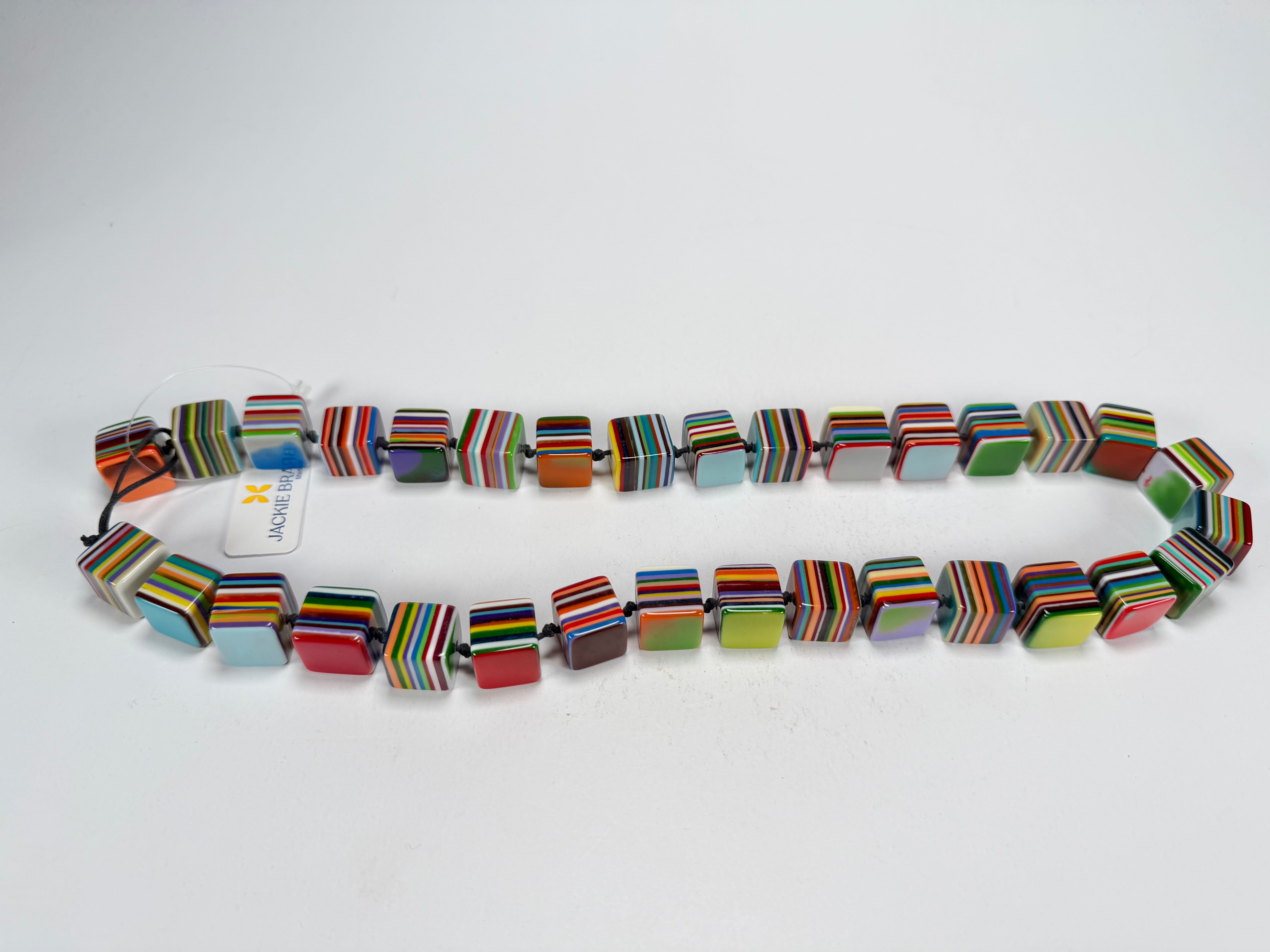 Jackie Brazil "POP" Liquorice Mix Colours Small Cubes 65cm Necklace ( N0046 )