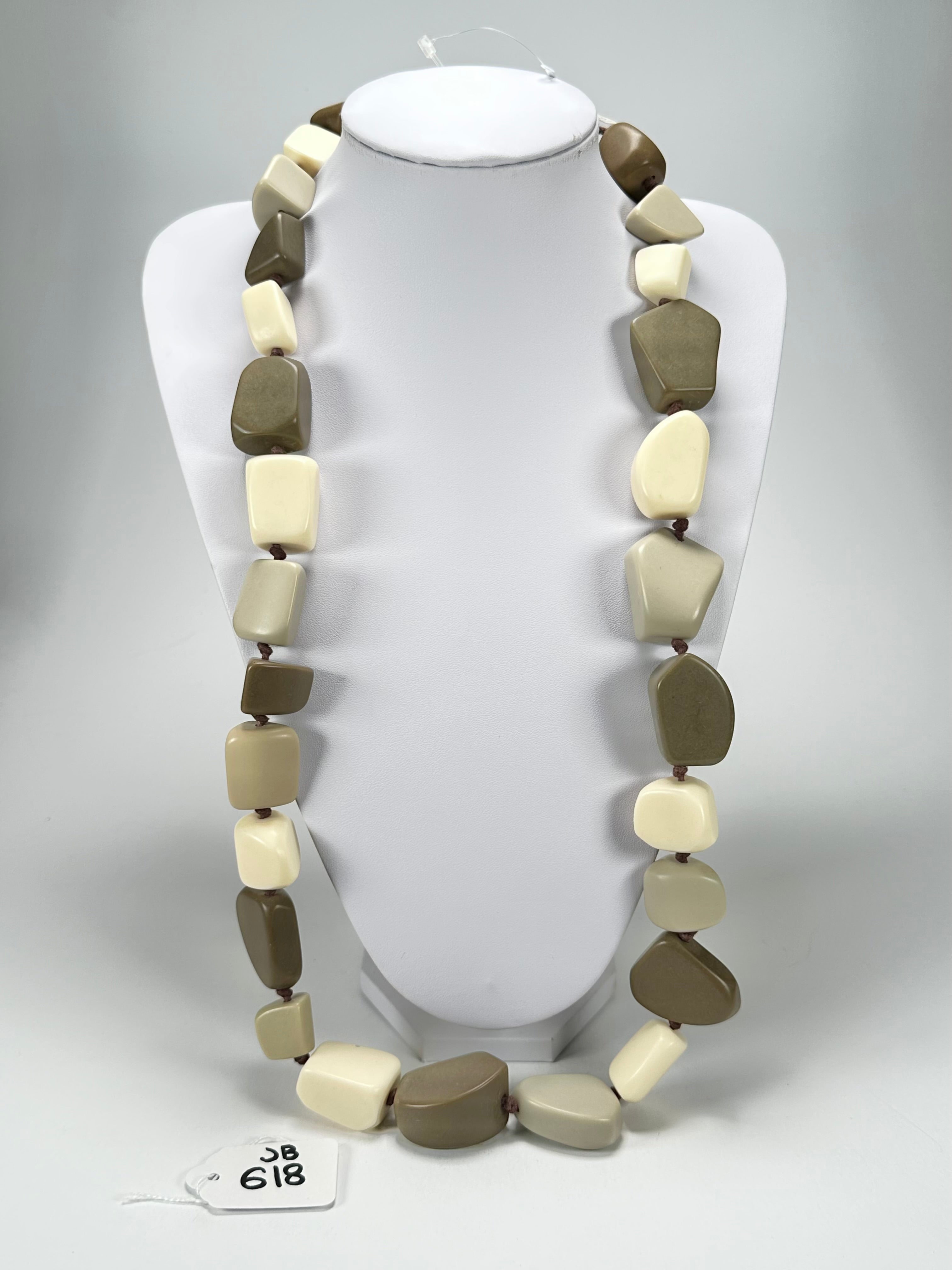 Jackie Brazil "Natural" Boheme Large Stones Long 75cm Resin Necklace ( N0425 )