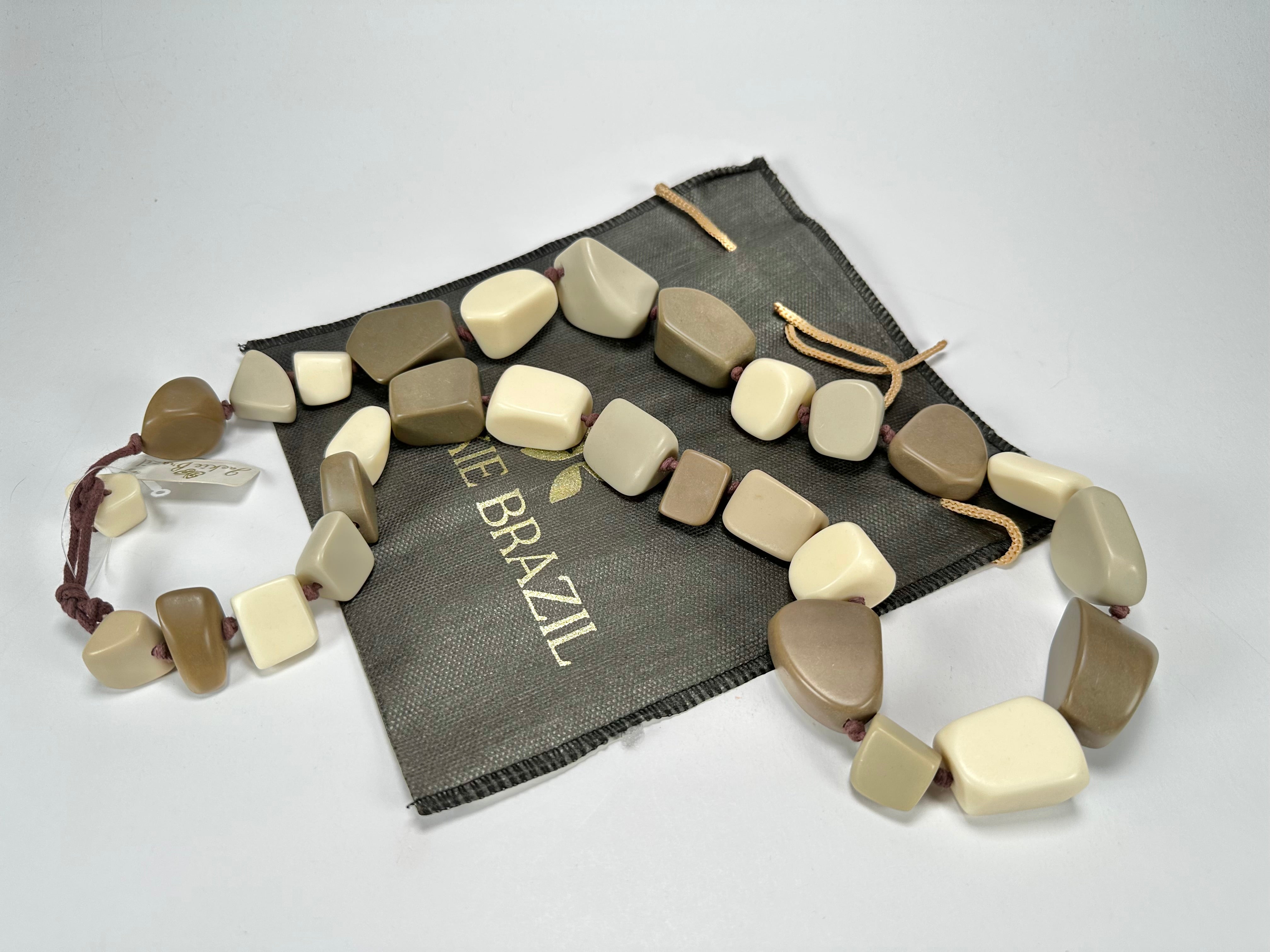 Jackie Brazil "Natural" Boheme Large Stones Long 75cm Resin Necklace ( N0425 )