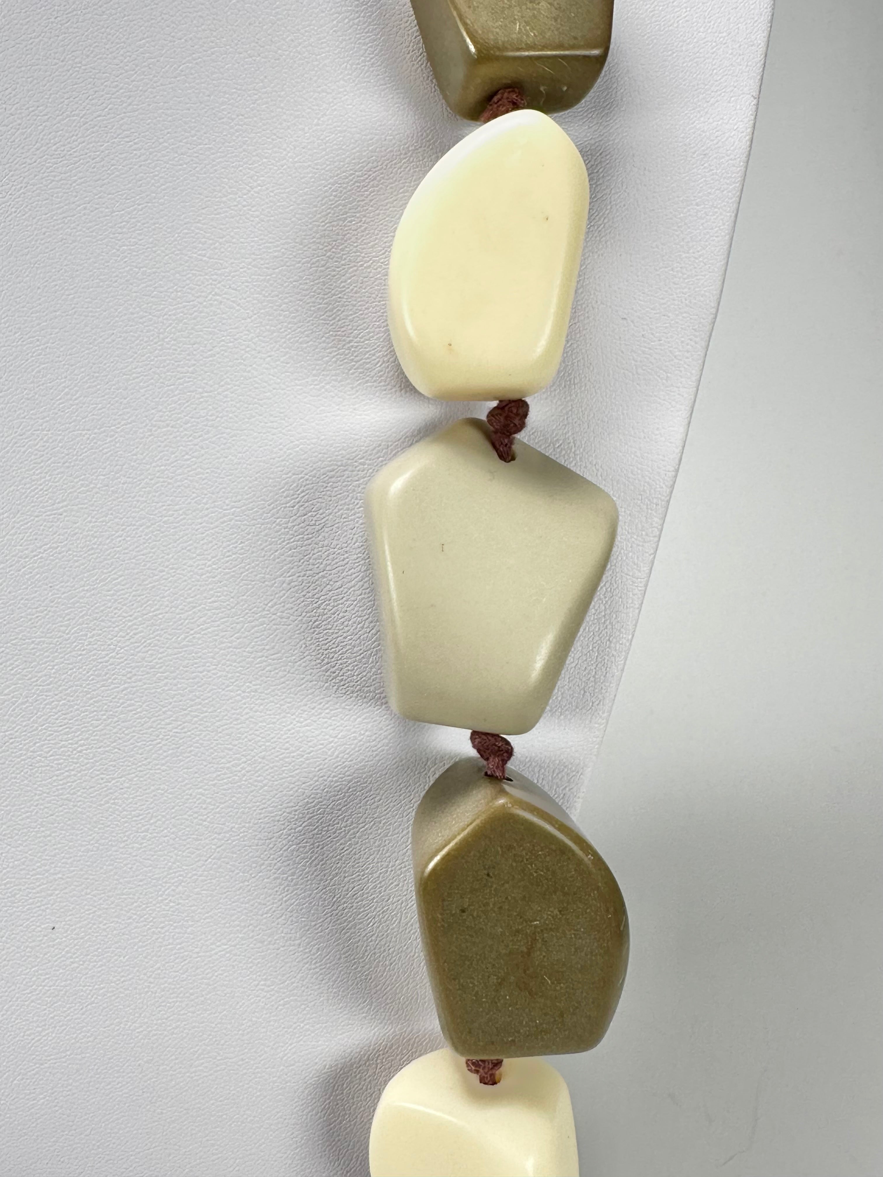 Jackie Brazil "Natural" Boheme Large Stones Long 75cm Resin Necklace ( N0425 )