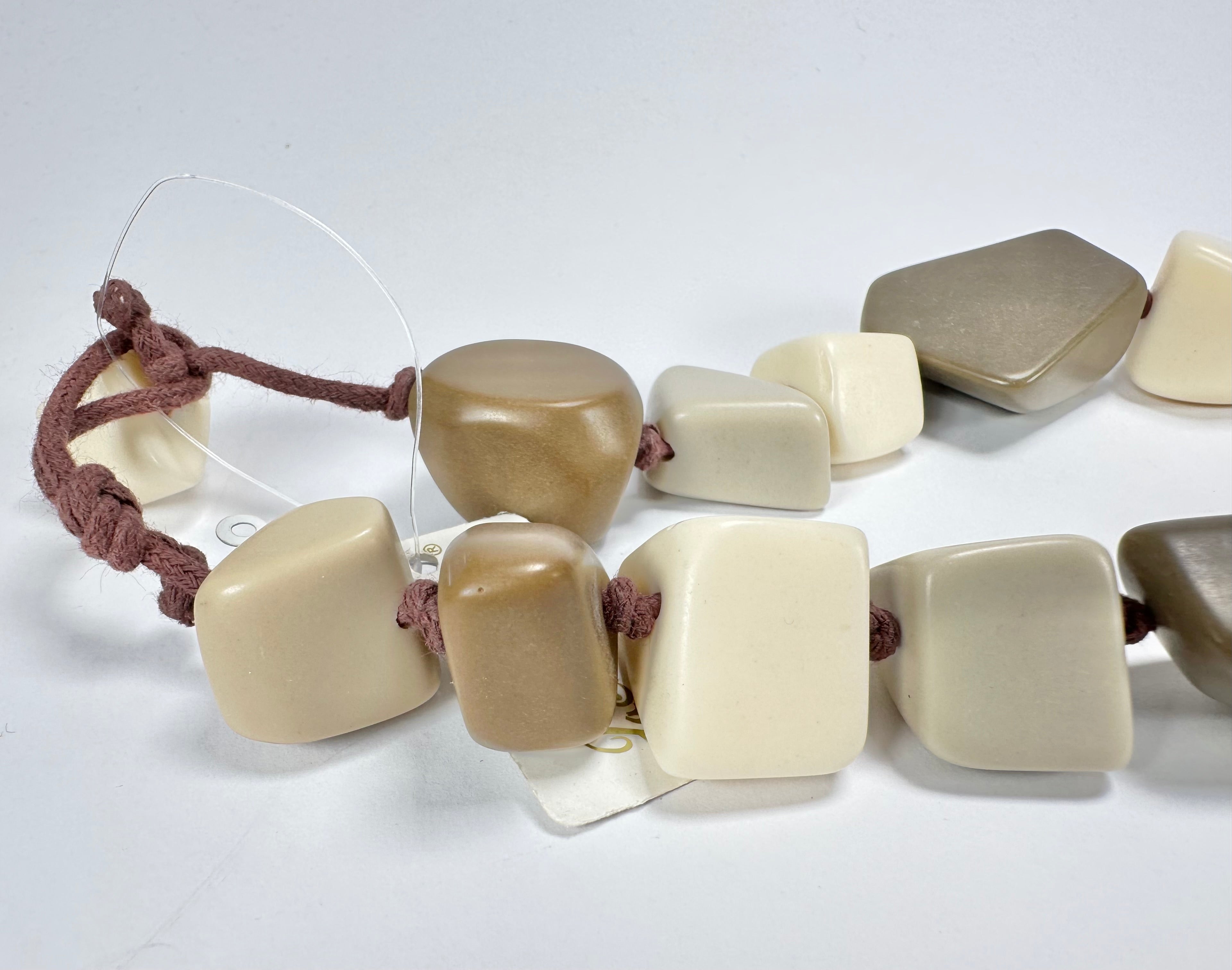 Jackie Brazil "Natural" Boheme Large Stones Long 75cm Resin Necklace ( N0425 )