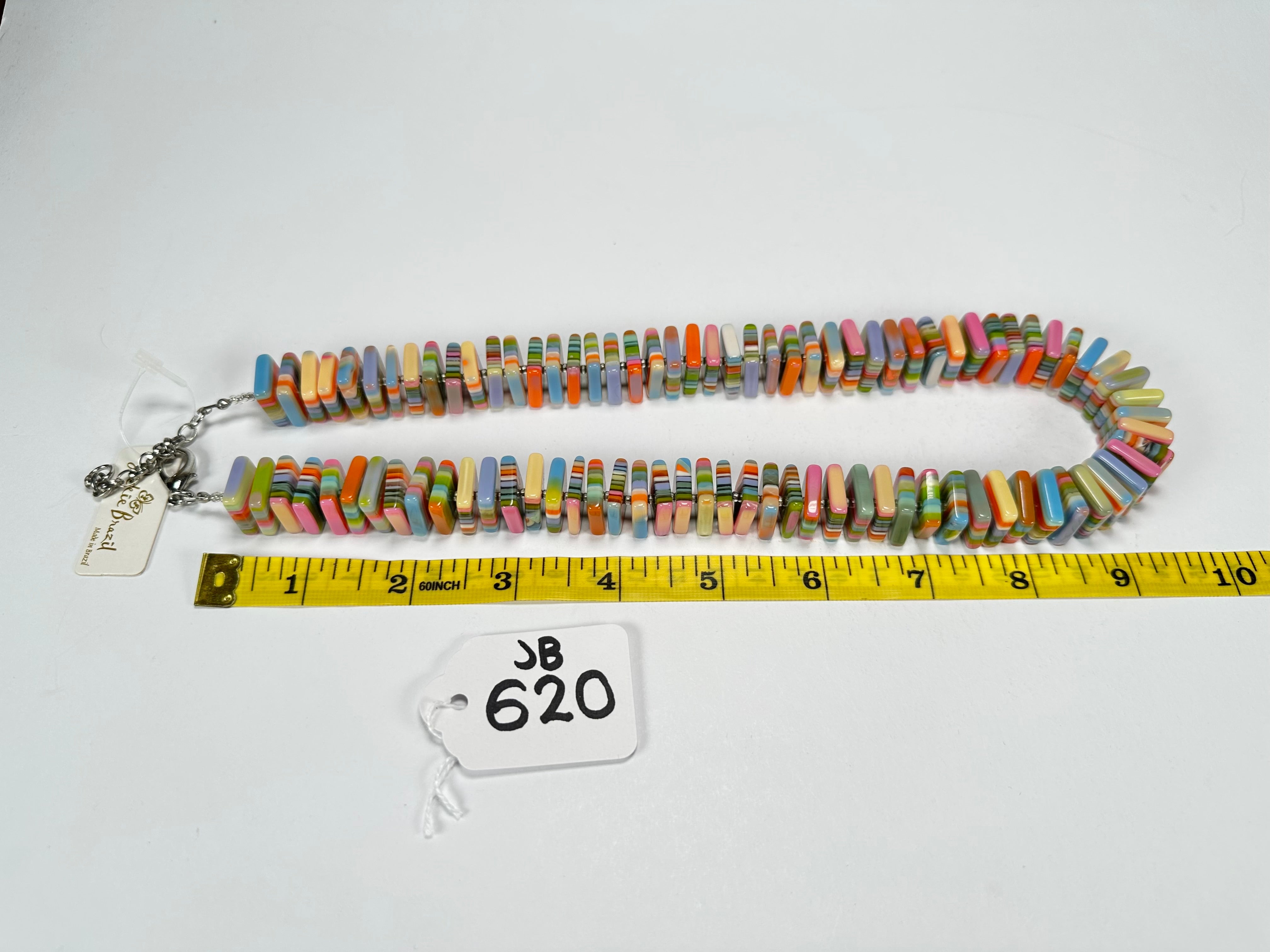 Jackie Brazil "Patricia" Liquorice Squares & Beads Spring Colour Mix 55cm Necklace ( N0025 )