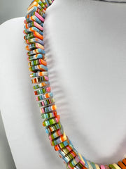 Jackie Brazil "Patricia" Liquorice Squares & Beads Spring Colour Mix 55cm Necklace ( N0025 )