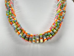 Jackie Brazil "Patricia" Liquorice Squares & Beads Spring Colour Mix 55cm Necklace ( N0025 )