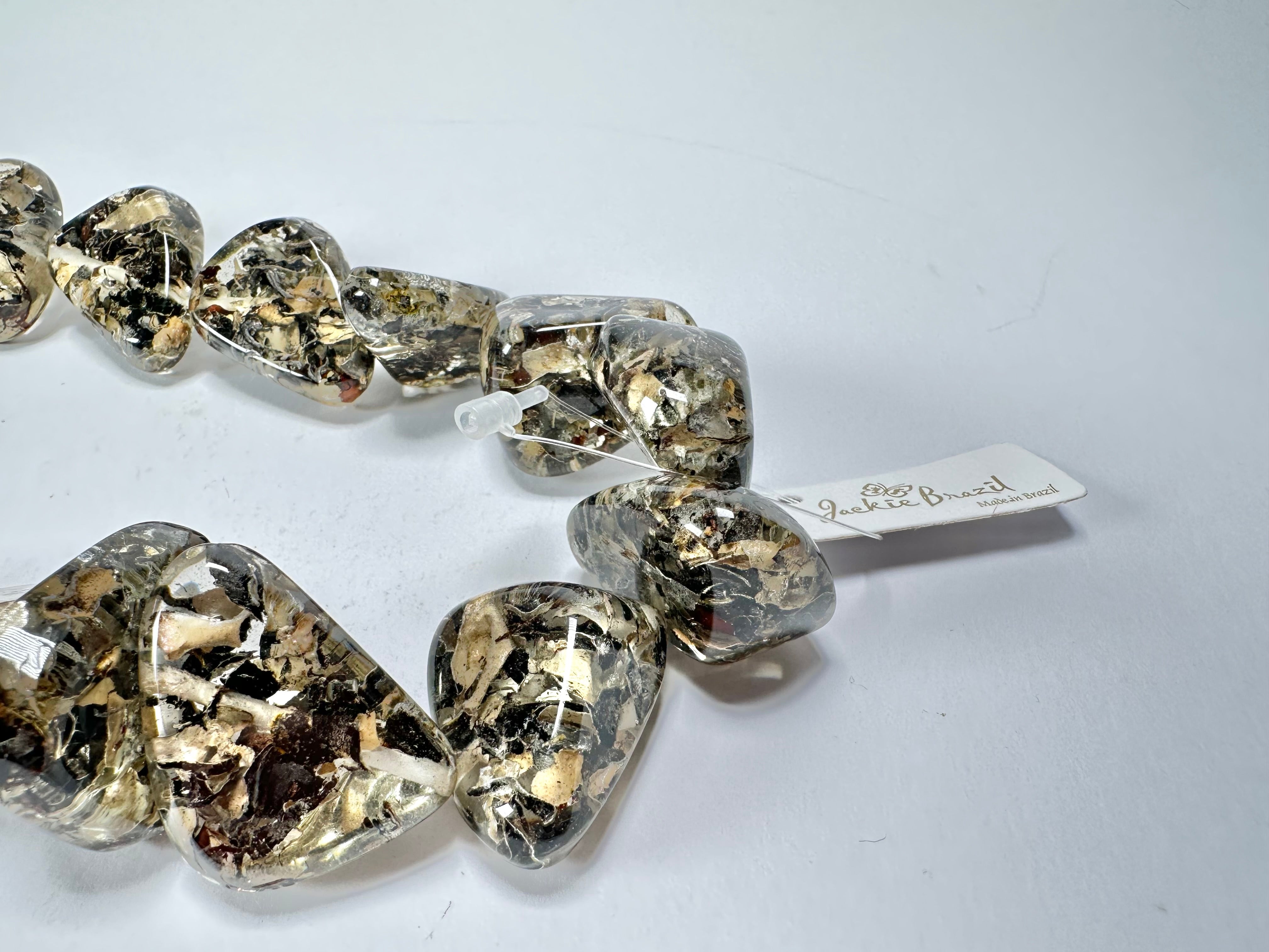 Jackie Brazil "Diamonds" Seaweed Flintstone Bone 55cm Necklace ( N0061 )