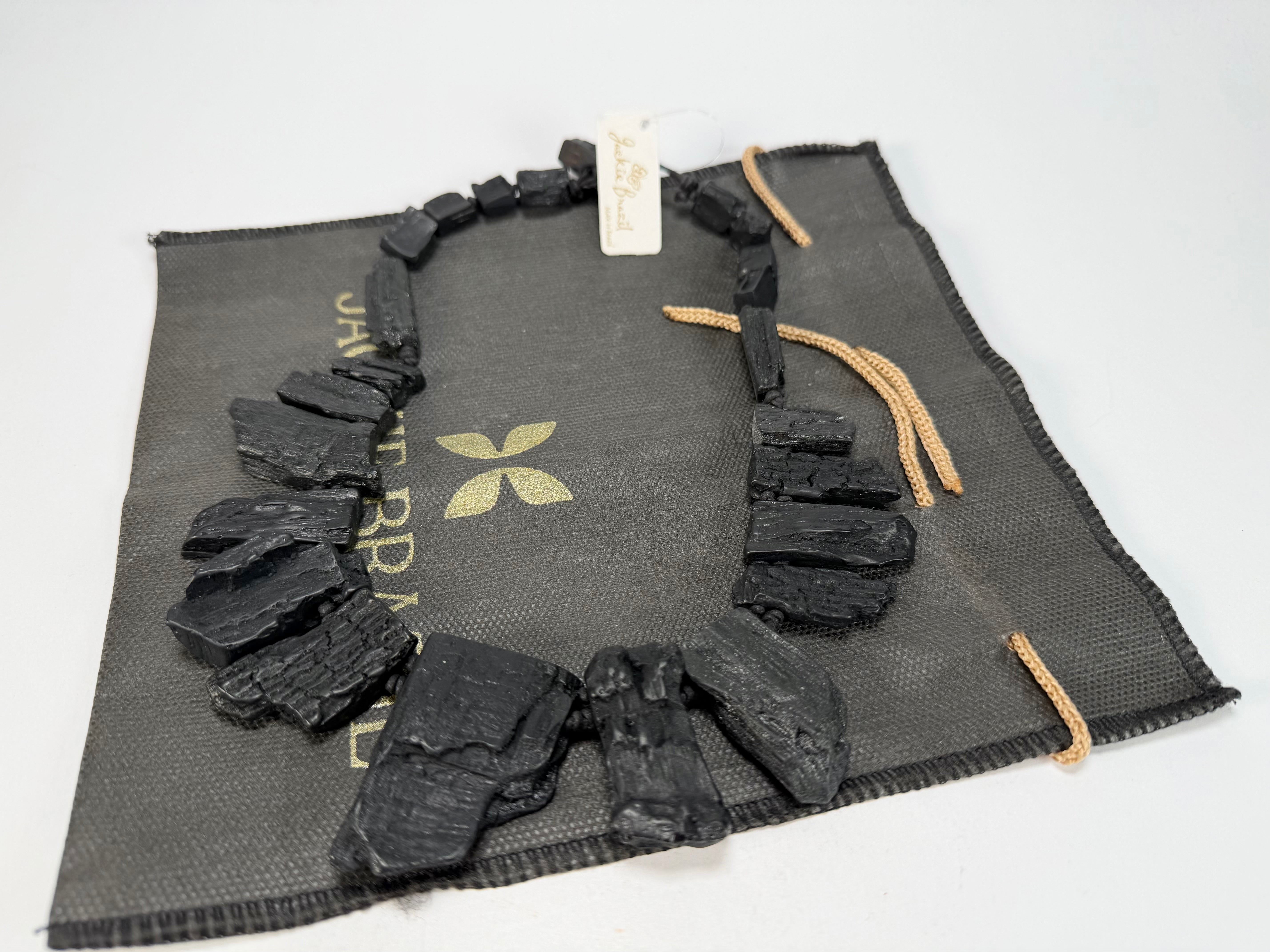 Jackie Brazil "Black Pieces" Charcoal Large Choker Necklace ( N2730 )