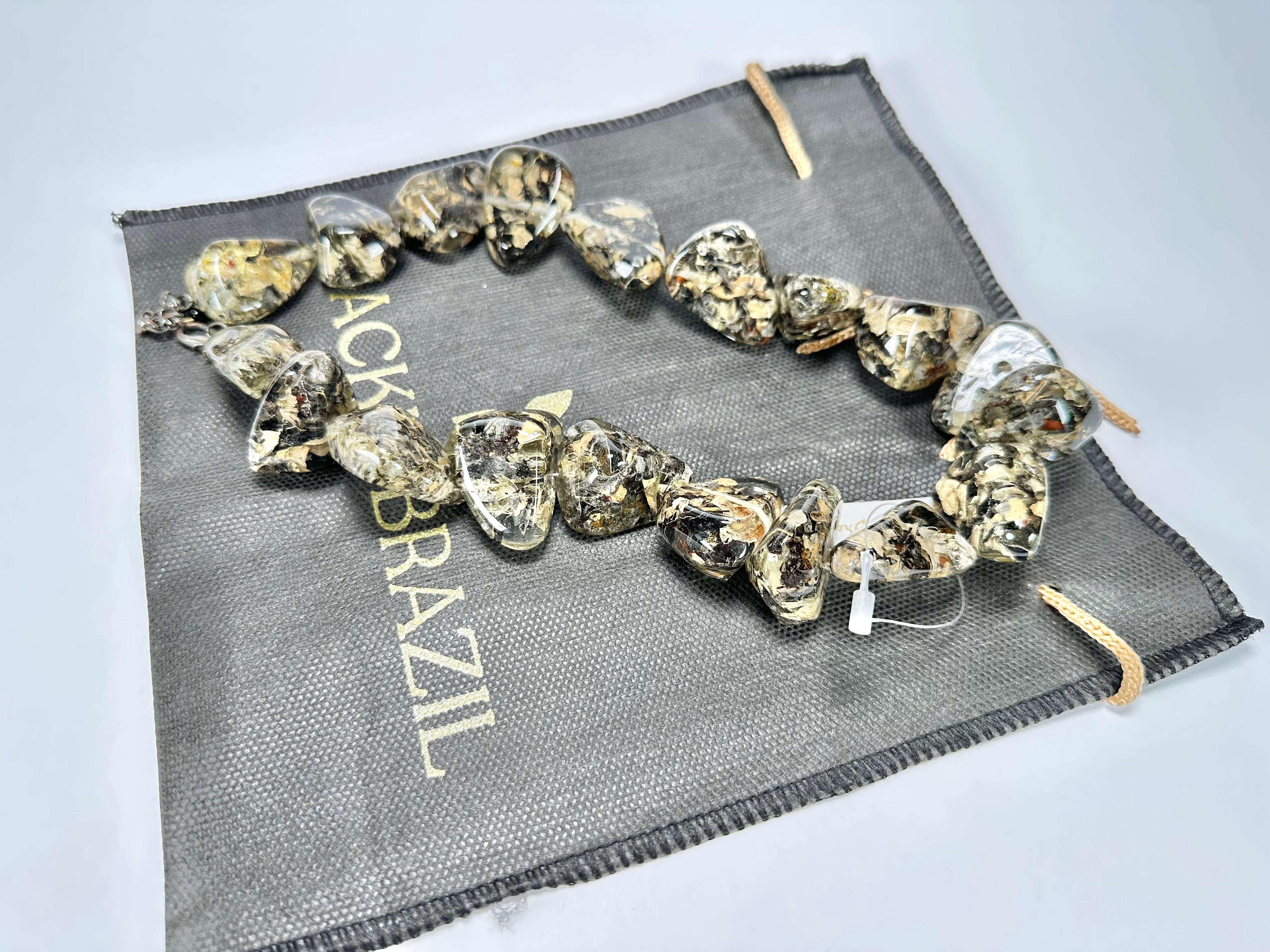 Jackie Brazil "Diamonds" Seaweed Flintstone Bone 55cm Necklace ( N0061 )