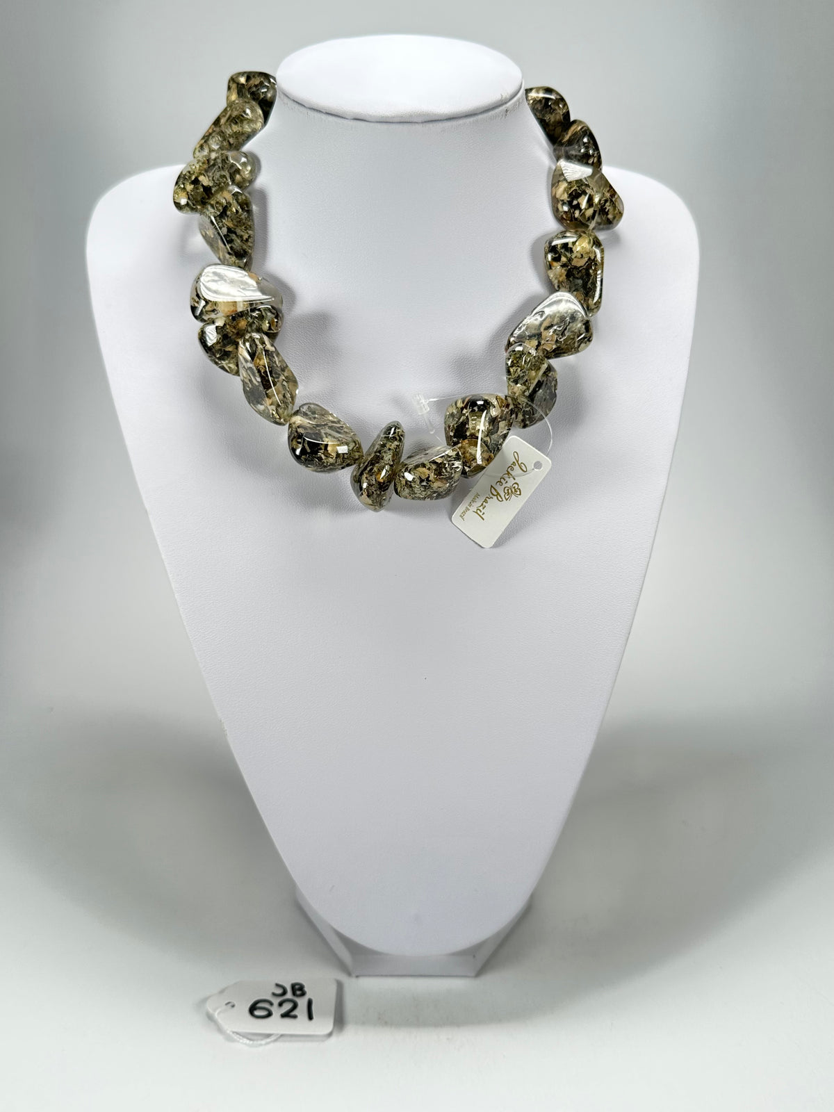 Jackie Brazil "Diamonds" Seaweed Flintstone Bone 55cm Necklace ( N0061 )