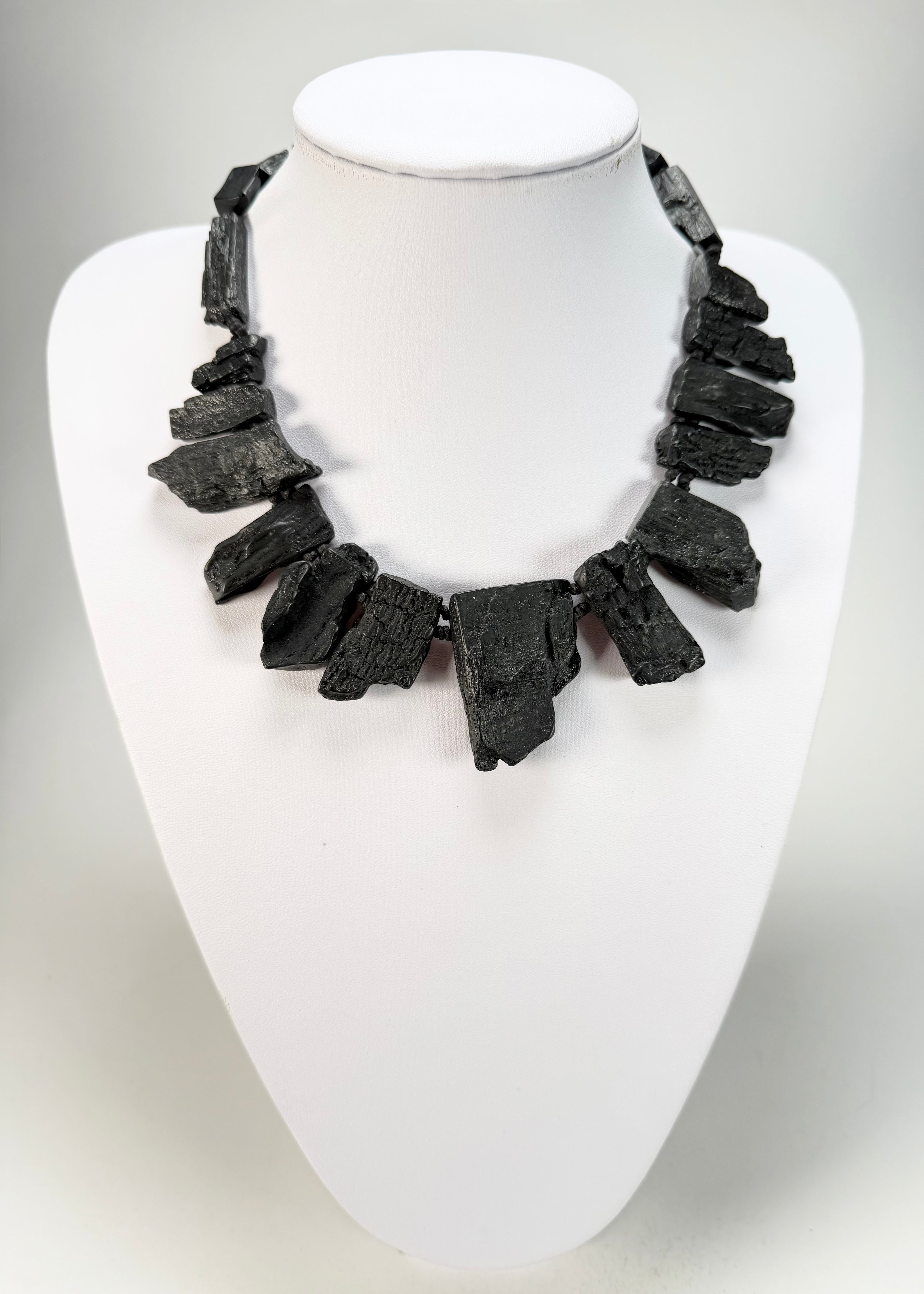 Jackie Brazil "Black Pieces" Charcoal Large Choker Necklace ( N2730 )