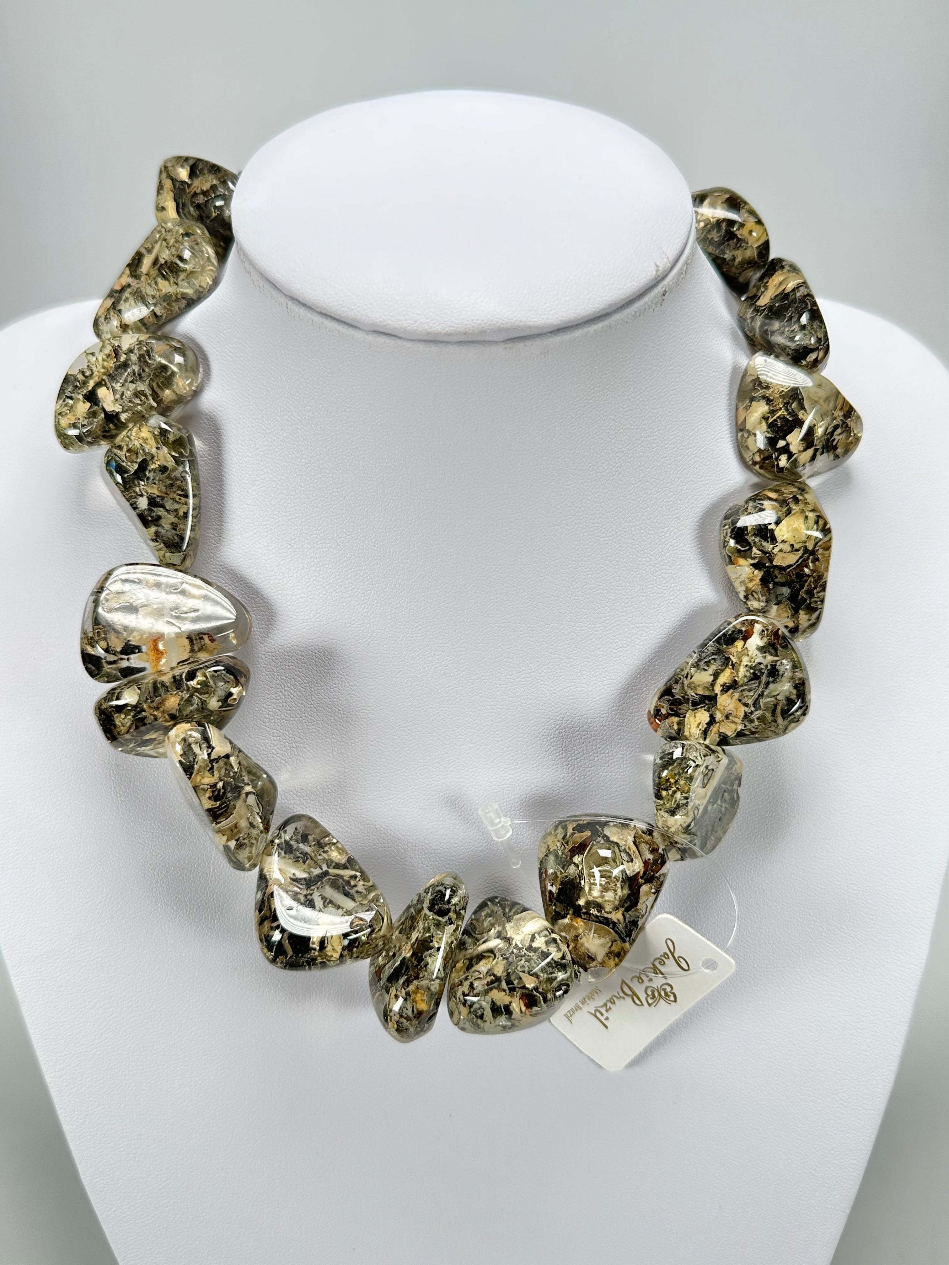 Jackie Brazil "Diamonds" Seaweed Flintstone Bone 55cm Necklace ( N0061 )