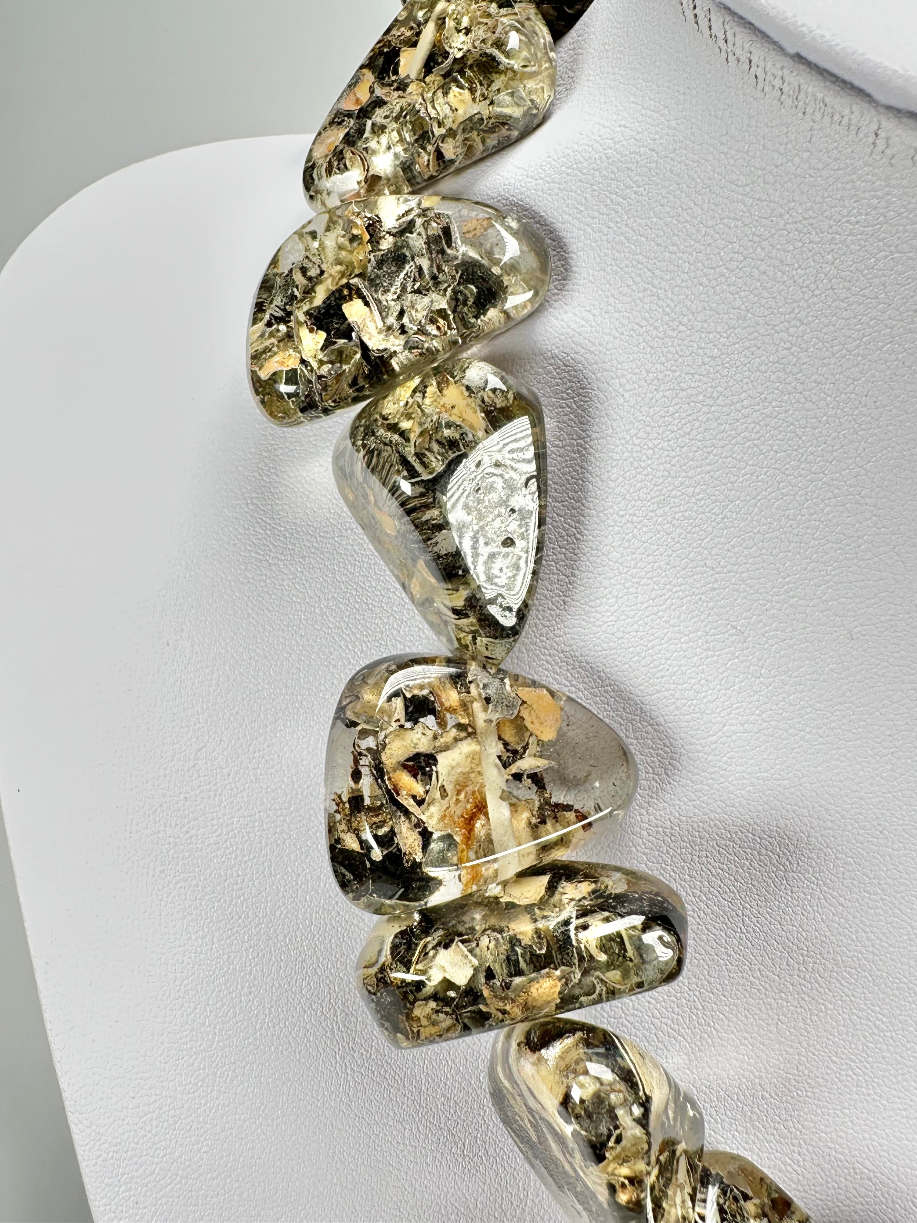 Jackie Brazil "Diamonds" Seaweed Flintstone Bone 55cm Necklace ( N0061 )