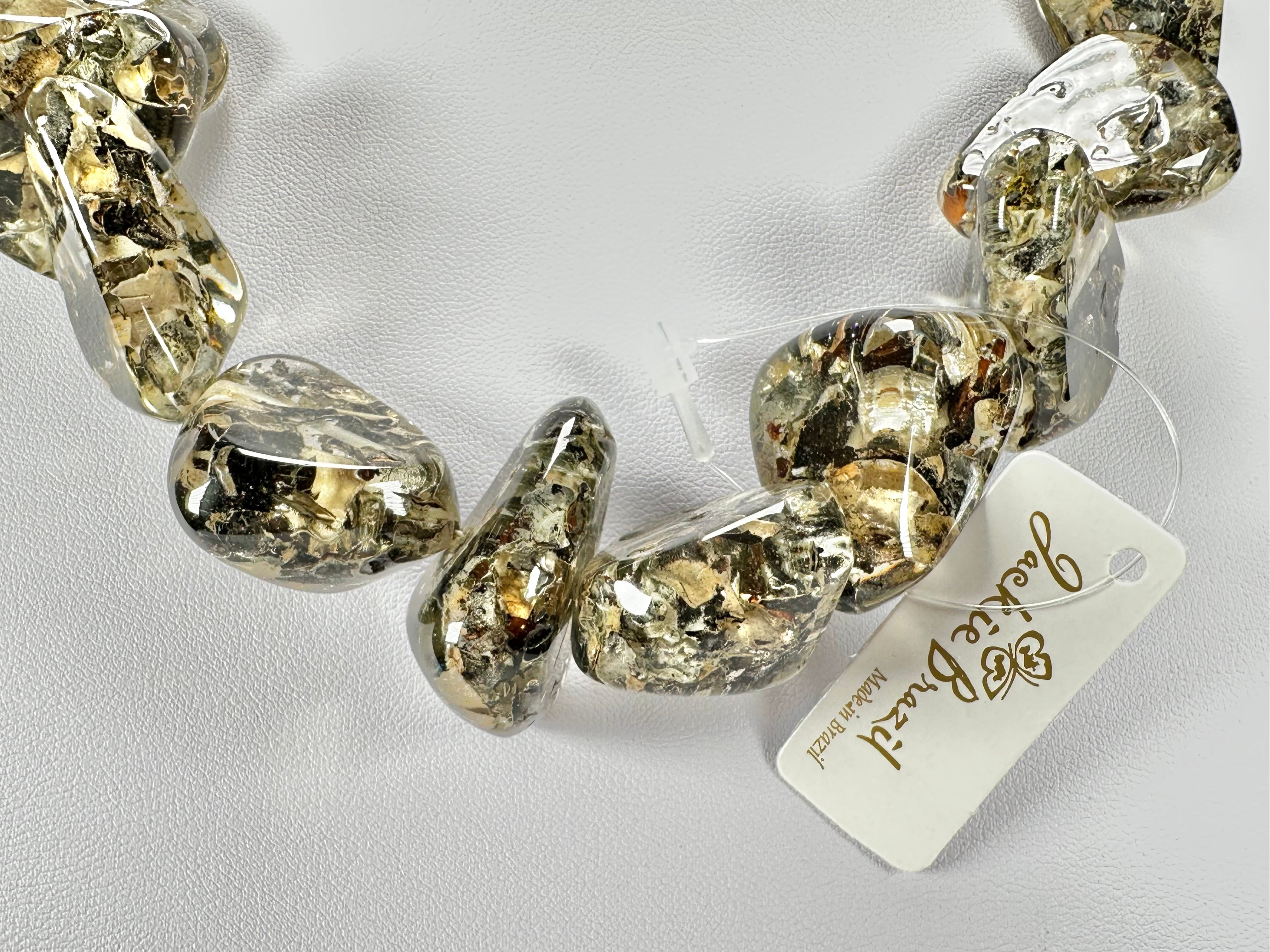 Jackie Brazil "Diamonds" Seaweed Flintstone Bone 55cm Necklace ( N0061 )