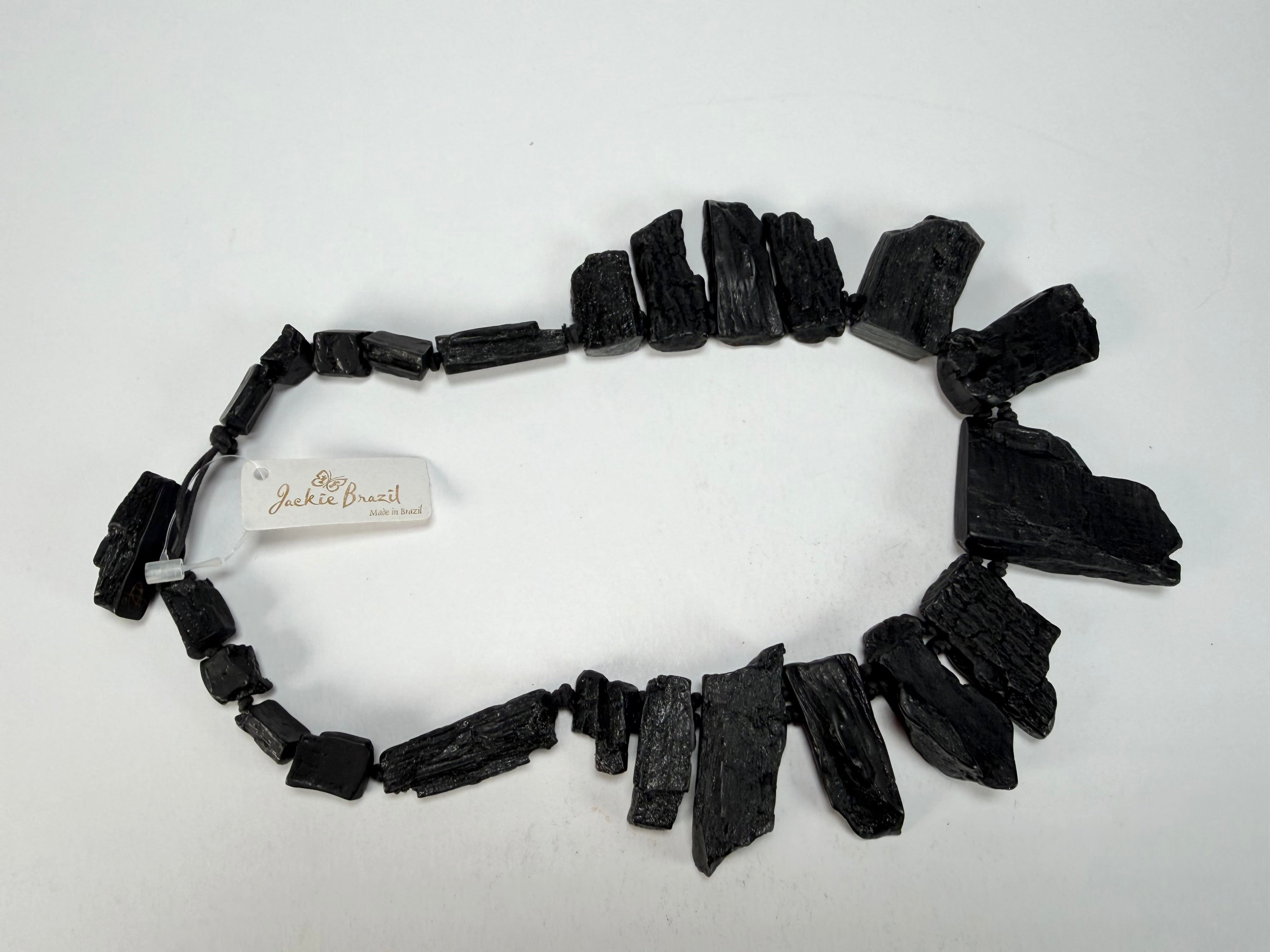 Jackie Brazil "Black Pieces" Charcoal Large Choker Necklace ( N2730 )