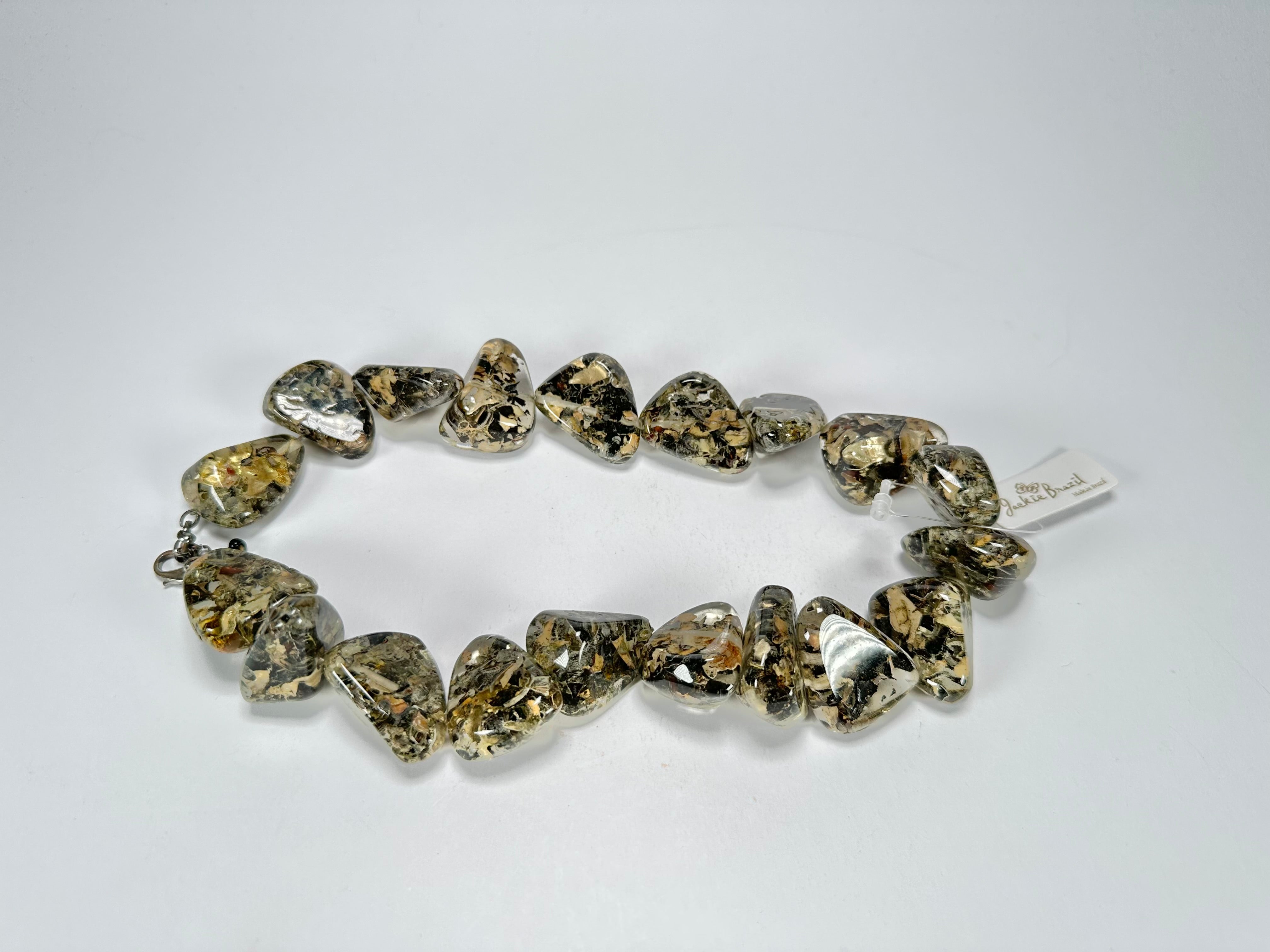 Jackie Brazil "Diamonds" Seaweed Flintstone Bone 55cm Necklace ( N0061 )