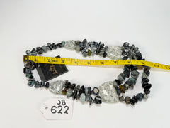 Jackie Brazil "Orient Express" 3 Strand Small Bead Grey Mix Long Choker Necklace ( N3532 )
