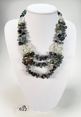 Jackie Brazil "Orient Express" 3 Strand Small Bead Grey Mix Long Choker Necklace ( N3532 )