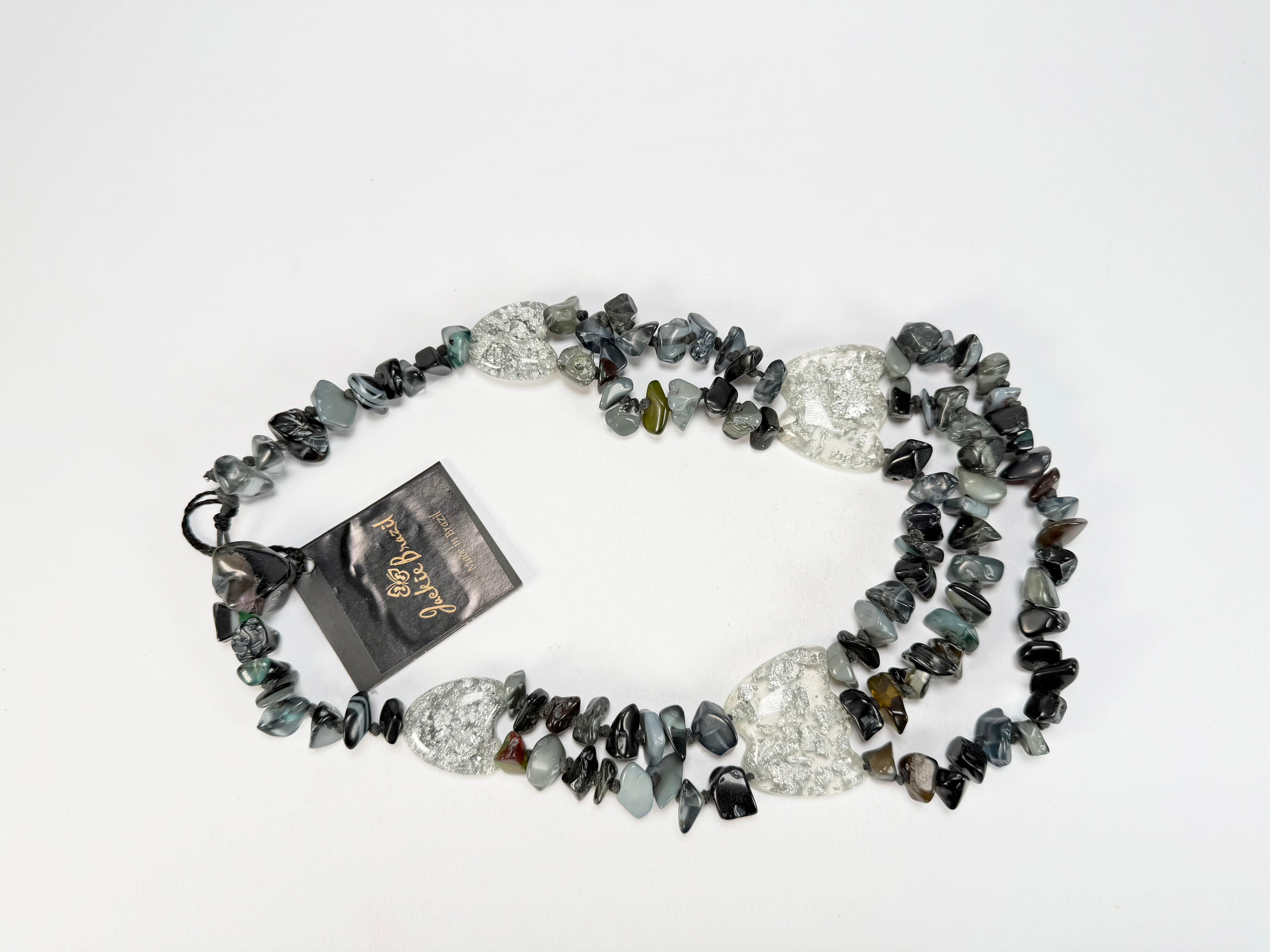 Jackie Brazil "Orient Express" 3 Strand Small Bead Grey Mix Long Choker Necklace ( N3532 )