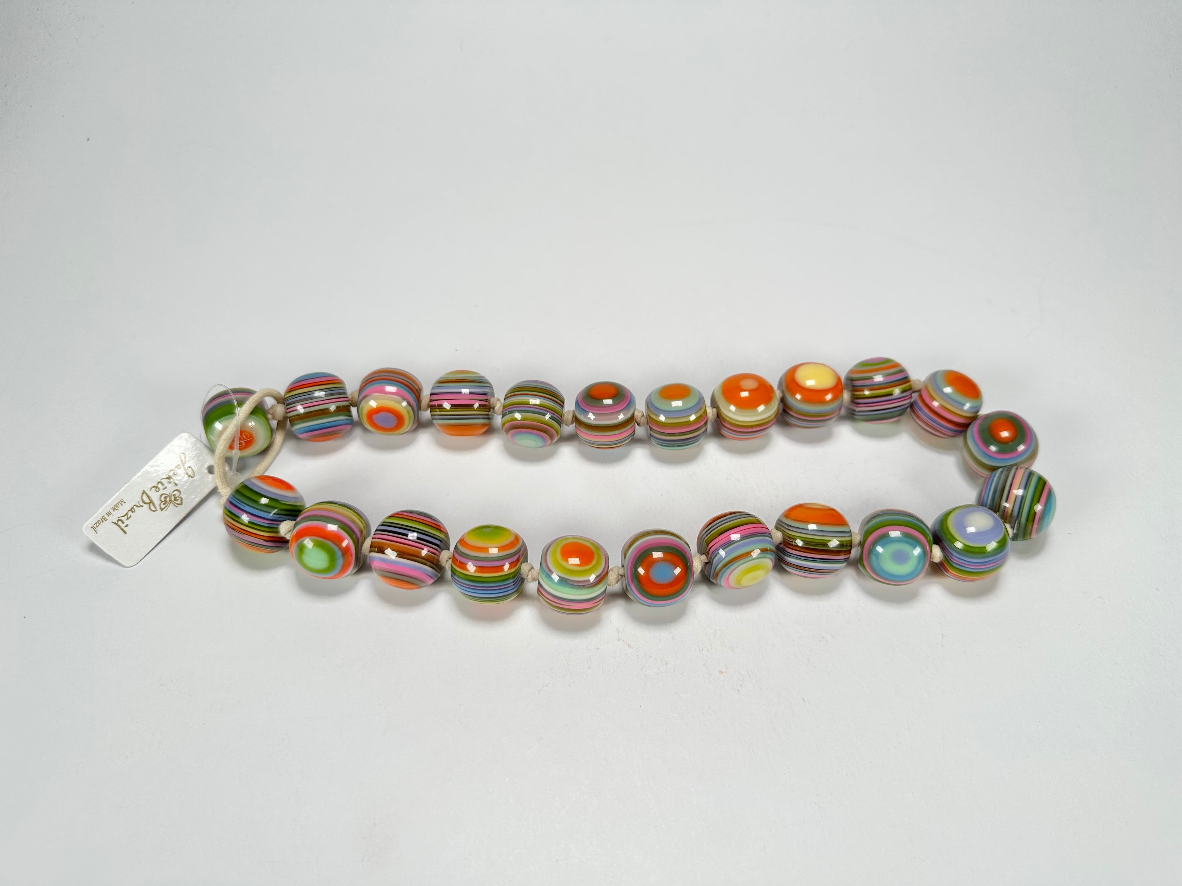 Jackie Brazil "Cat Eyes" Spring Colour Liquorice Balls Resin Necklace 50cm ( N0894 )