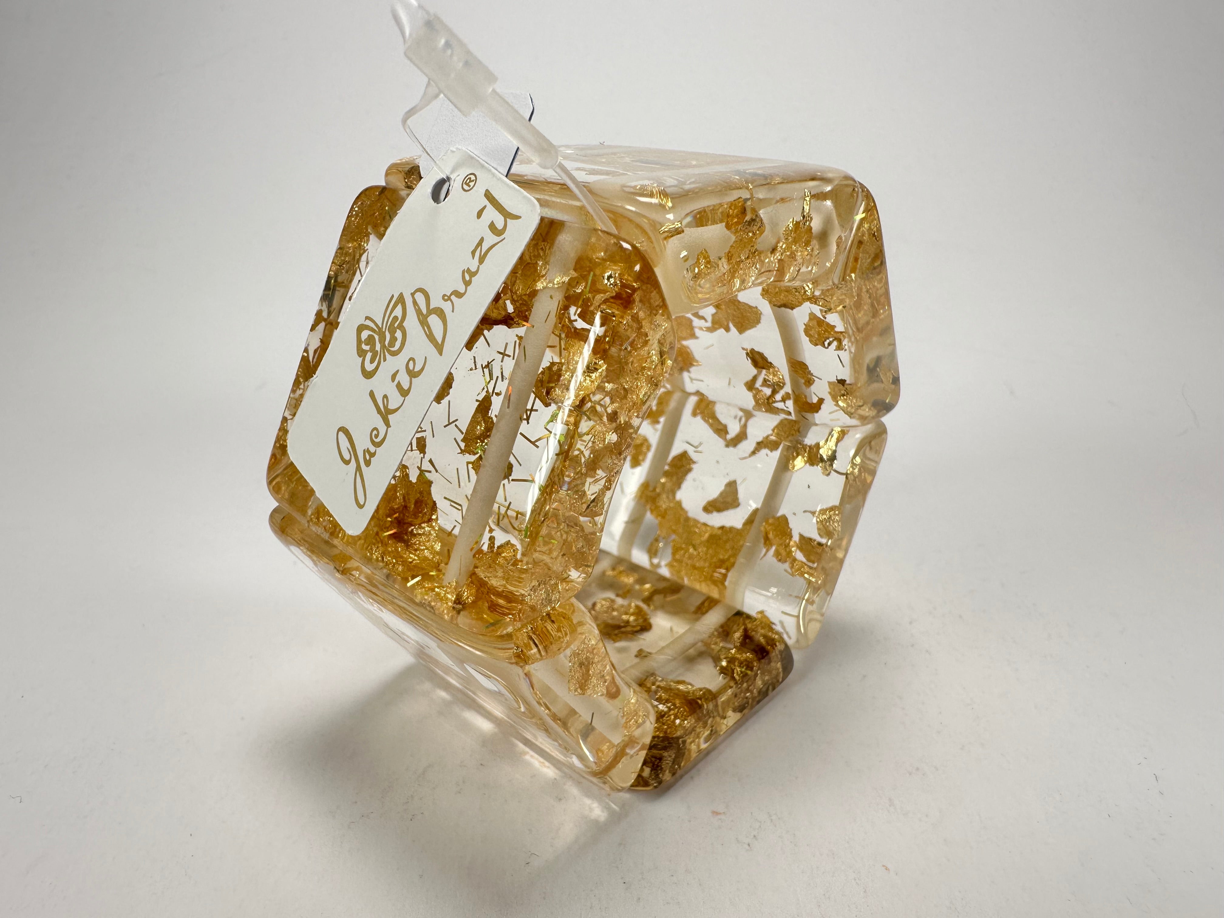 Jackie Brazil "Sabrina" Gold Flakes Elasticated Bracelet ( B0225 )