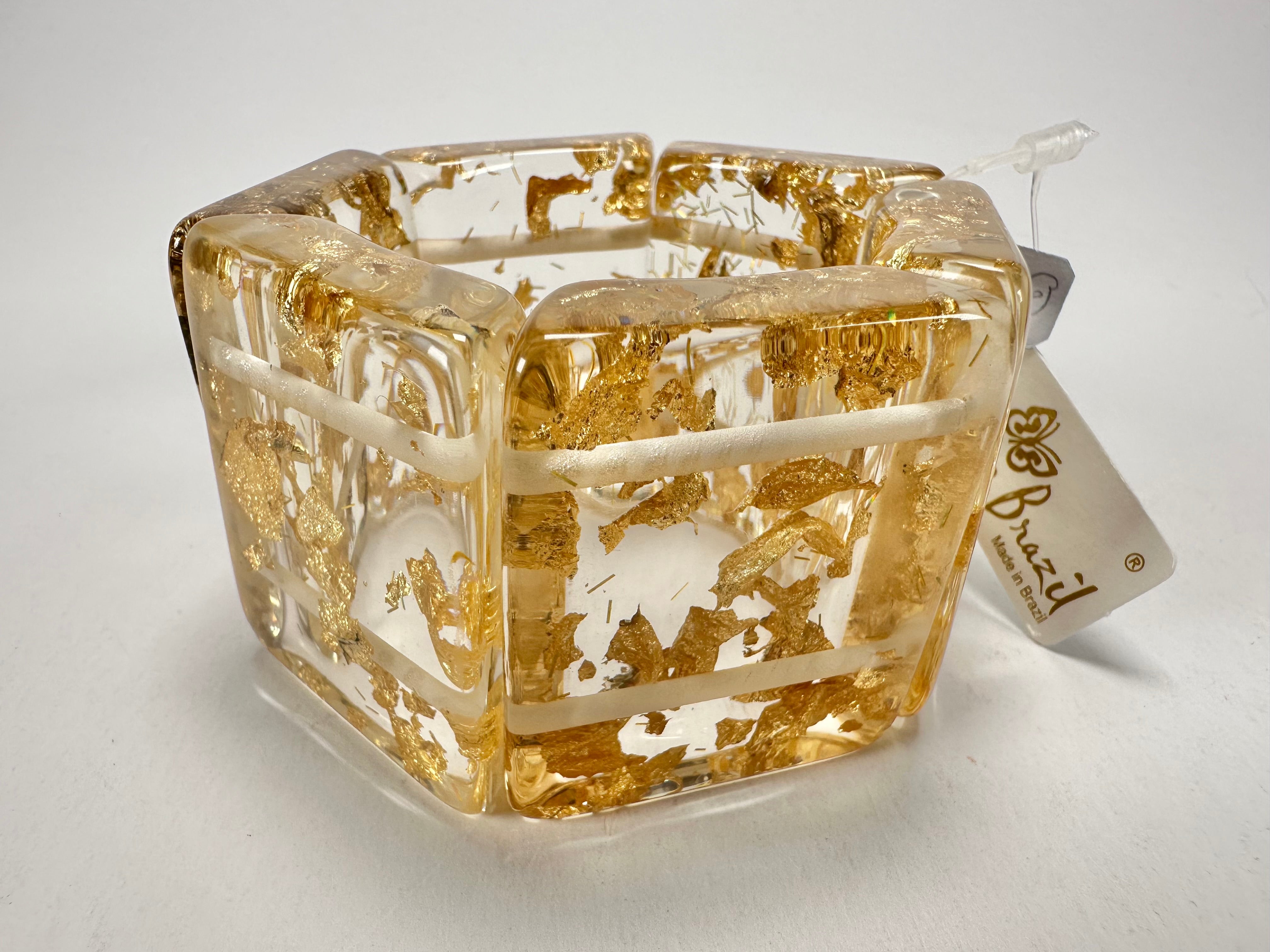 Jackie Brazil "Sabrina" Gold Flakes Elasticated Bracelet ( B0225 )