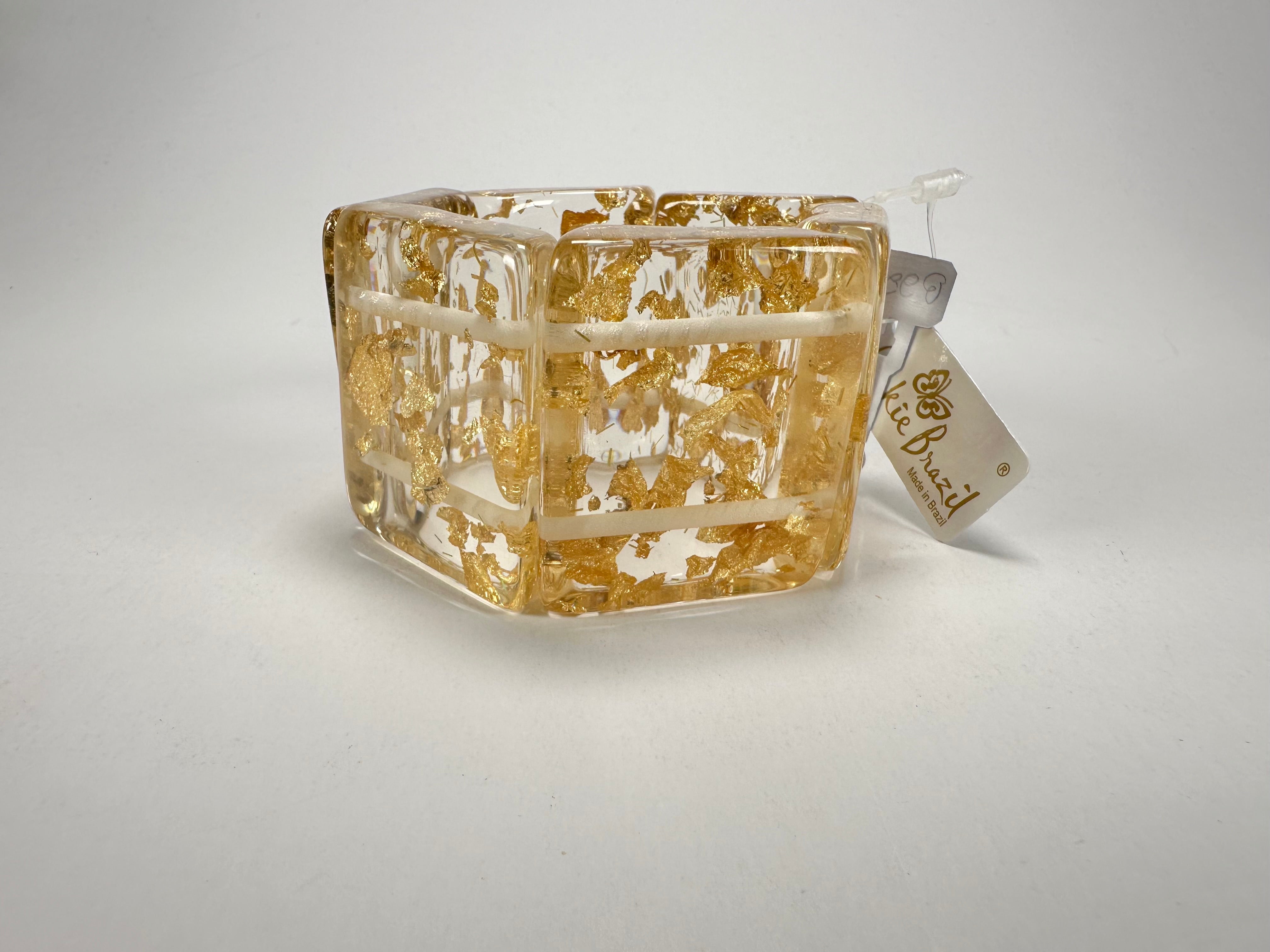 Jackie Brazil "Sabrina" Gold Flakes Elasticated Bracelet ( B0225 )