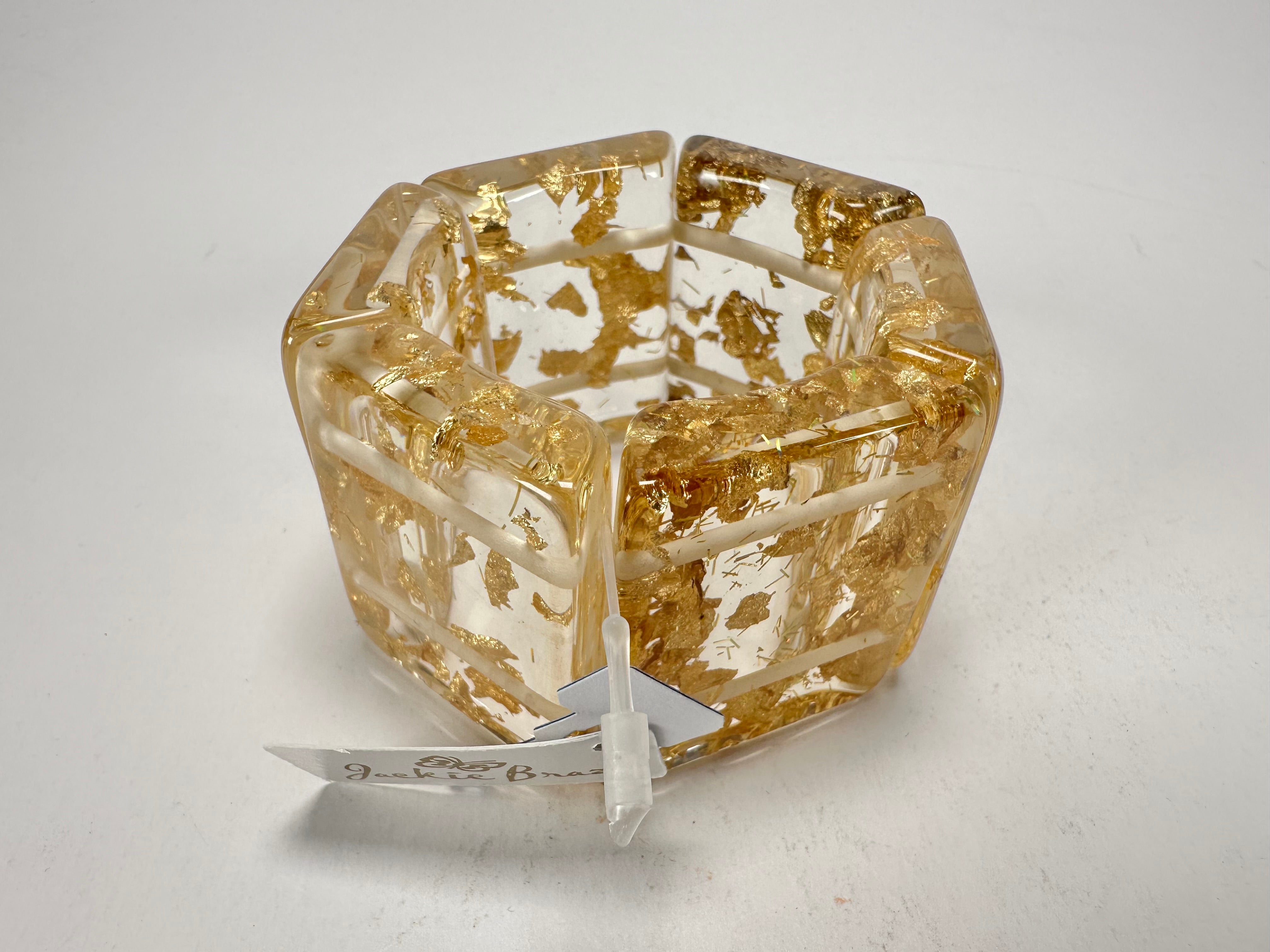 Jackie Brazil "Sabrina" Gold Flakes Elasticated Bracelet ( B0225 )