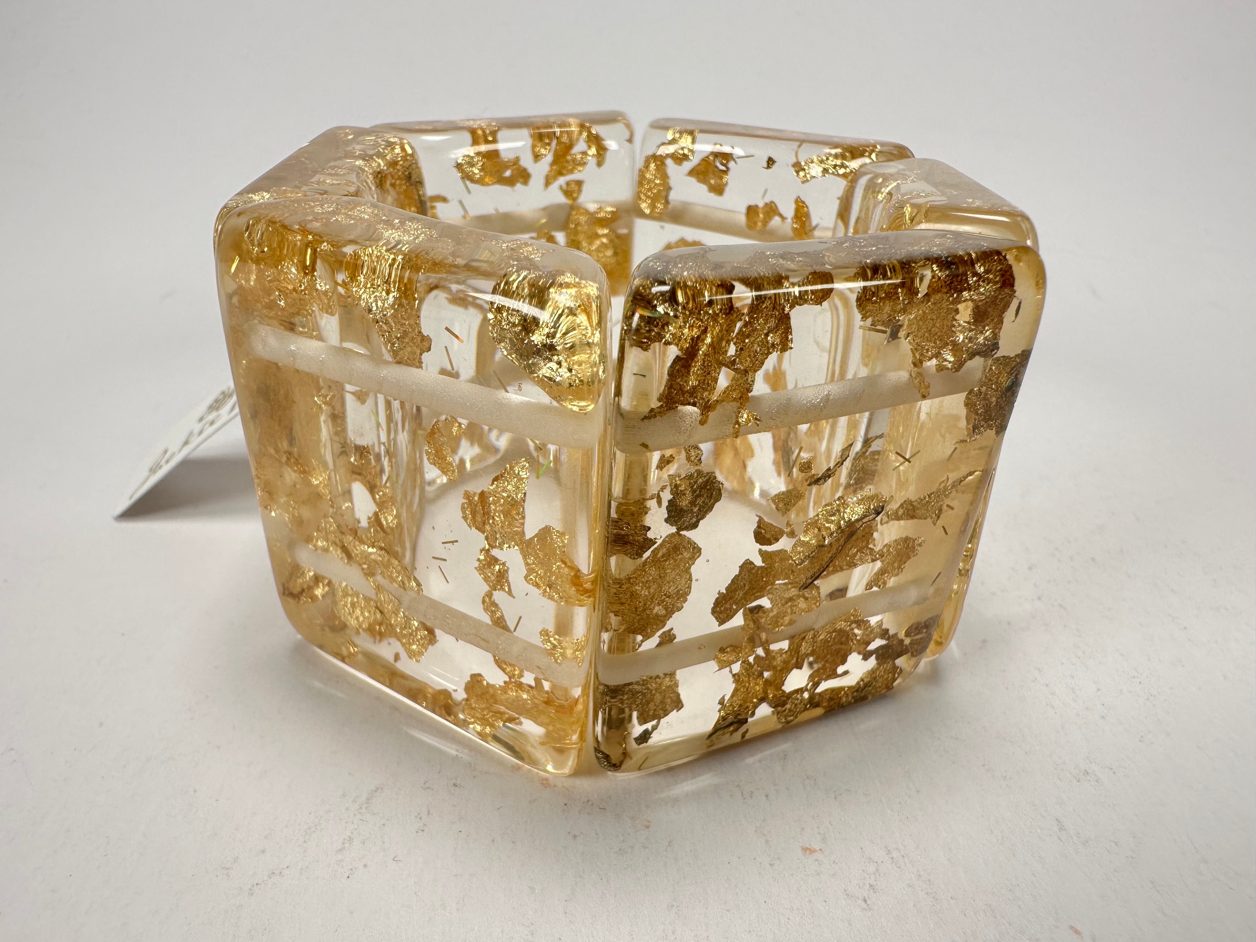 Jackie Brazil "Sabrina" Gold Flakes Elasticated Bracelet ( B0225 )