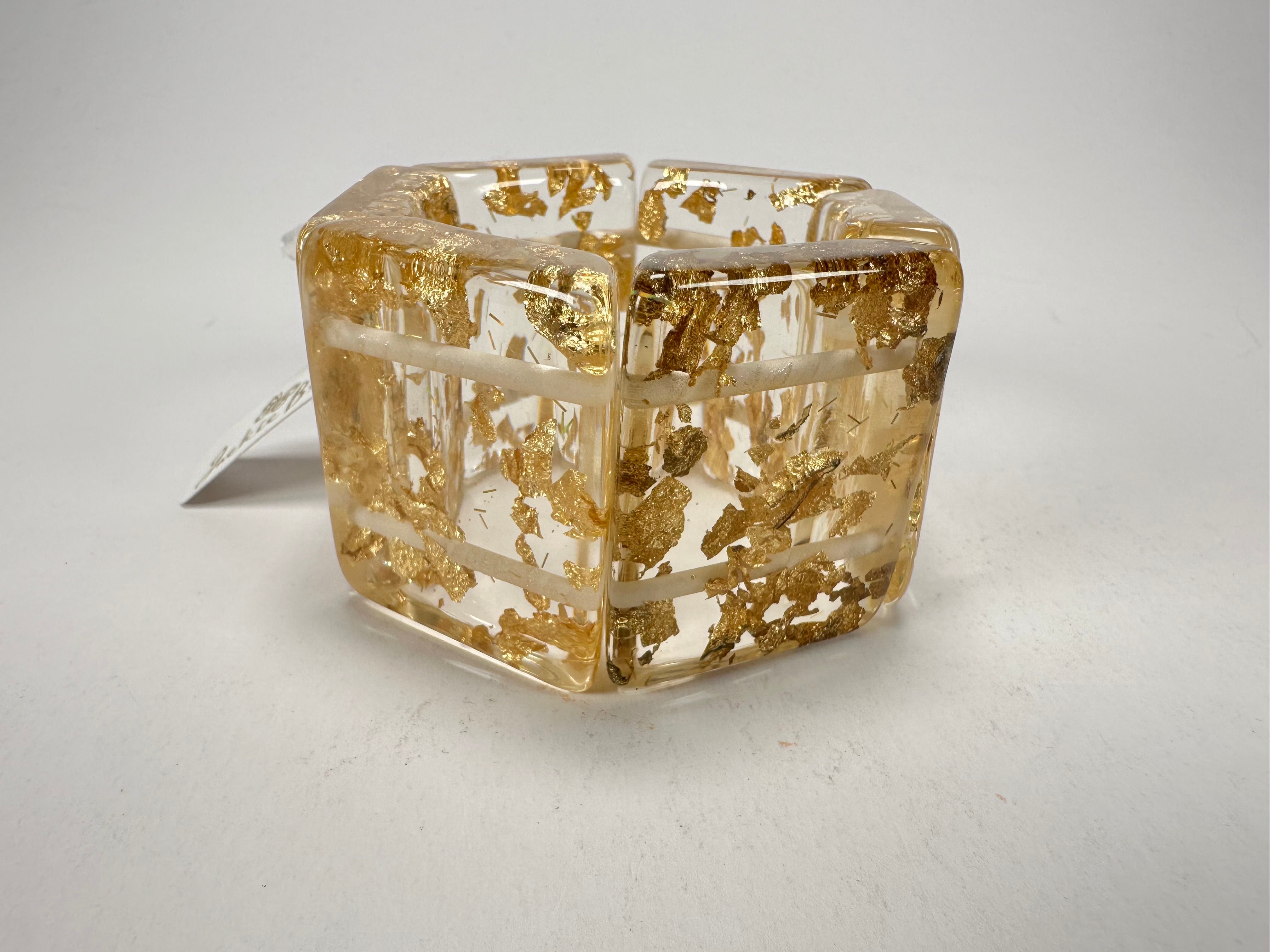 Jackie Brazil "Sabrina" Gold Flakes Elasticated Bracelet ( B0225 )